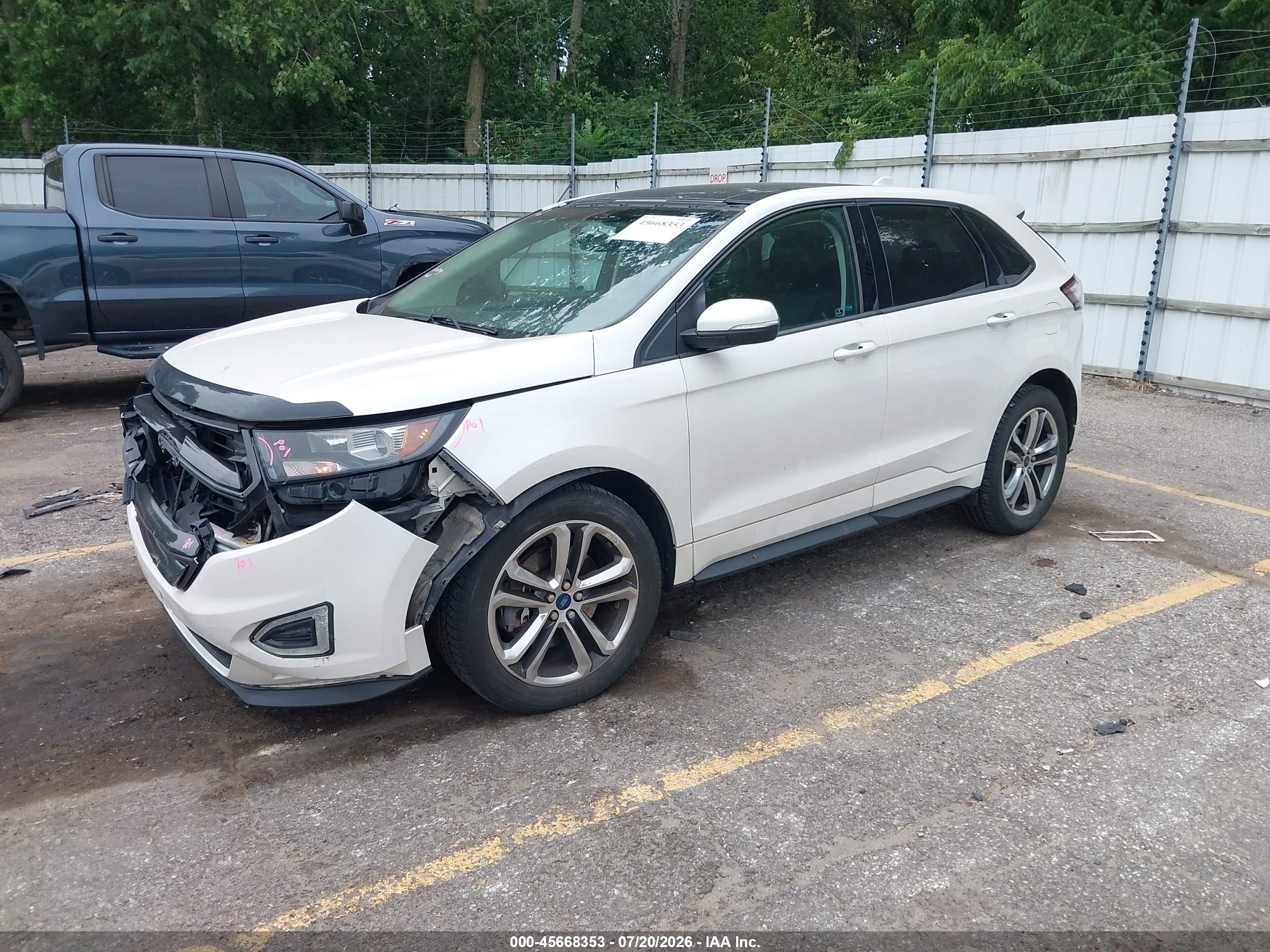 2015 Ford Edge Sport White vin: 2FMTK4AP1FBB01237