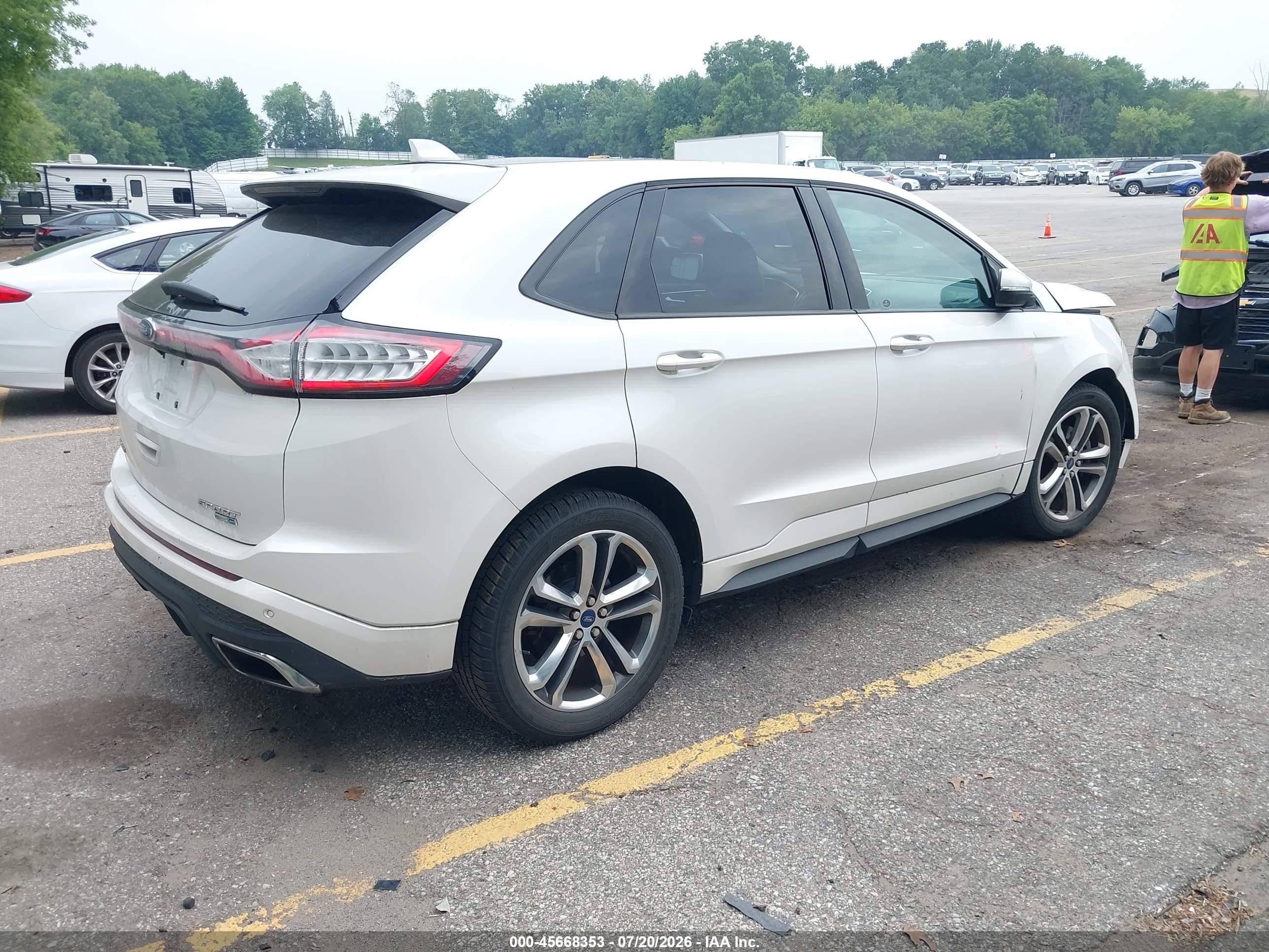 2015 Ford Edge Sport White vin: 2FMTK4AP1FBB01237