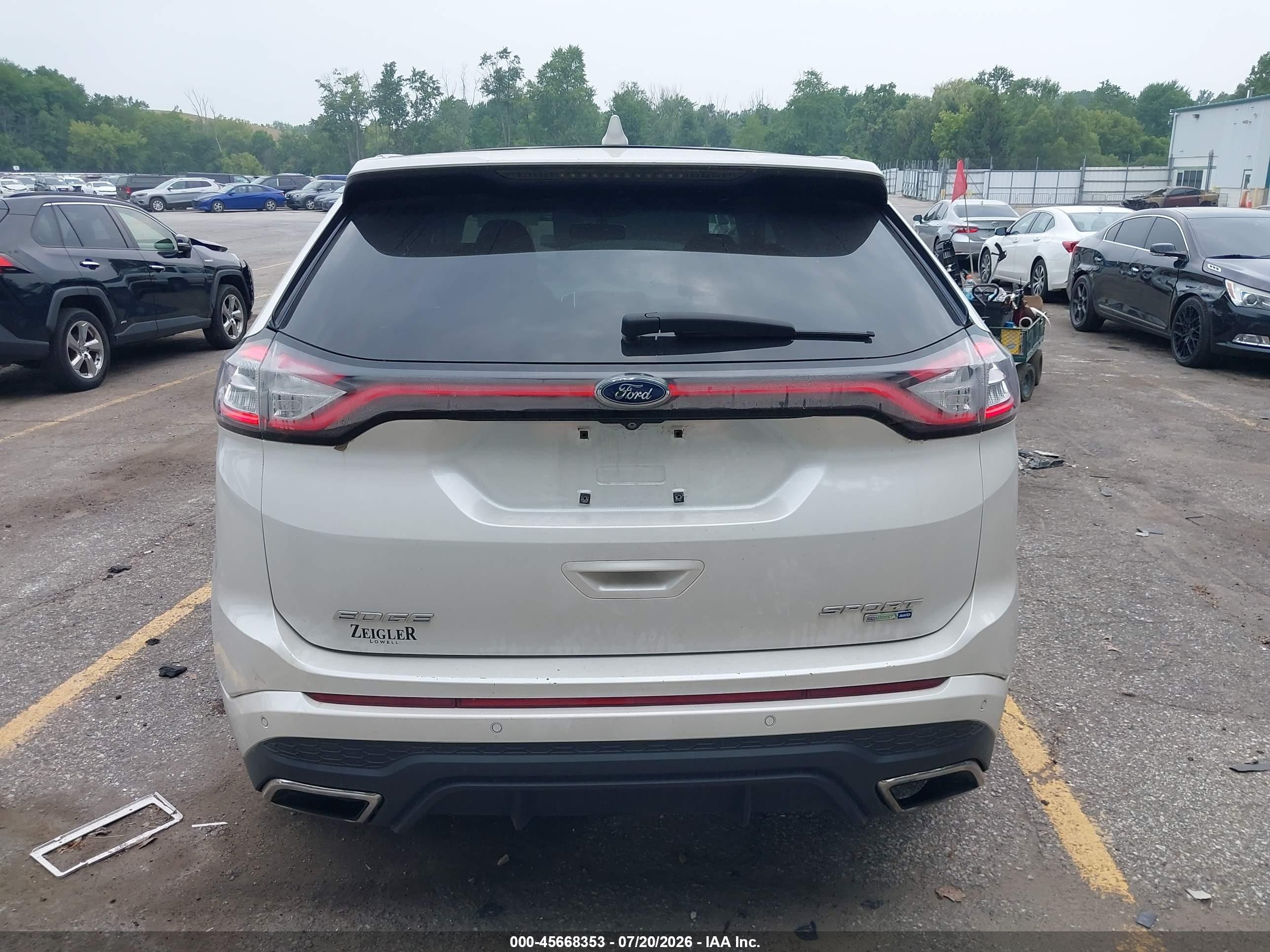 2015 Ford Edge Sport White vin: 2FMTK4AP1FBB01237