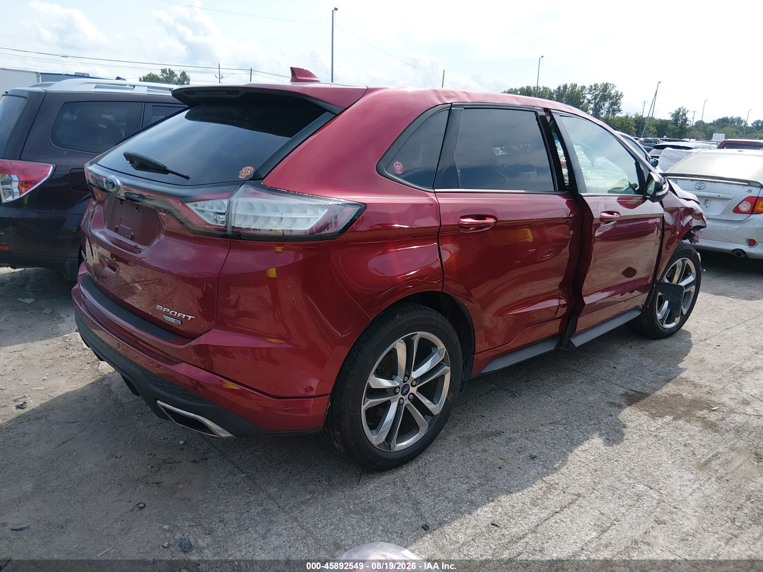 2015 Ford Edge Sport Red vin: 2FMTK4AP5FBB63305
