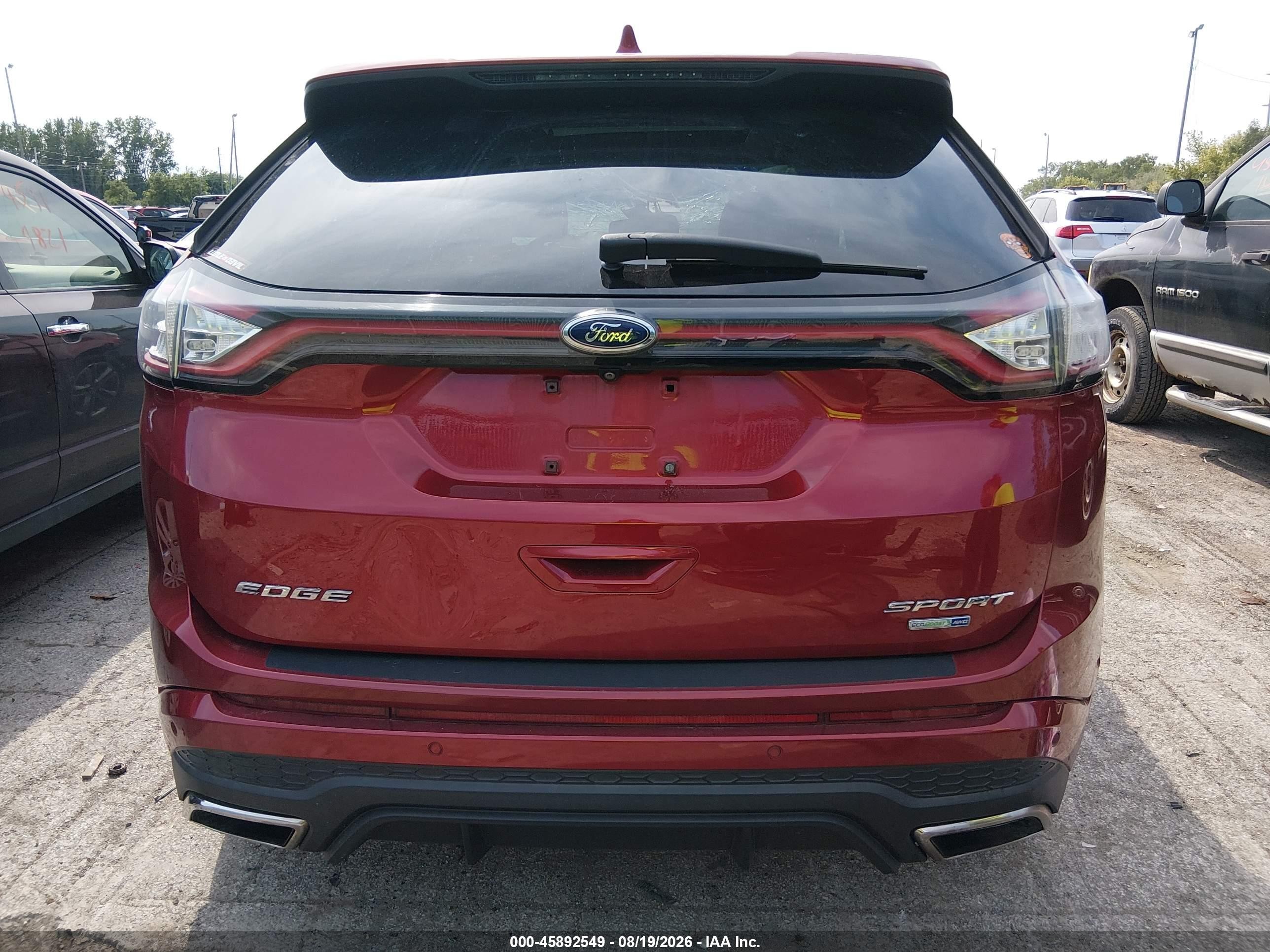 2015 Ford Edge Sport Red vin: 2FMTK4AP5FBB63305