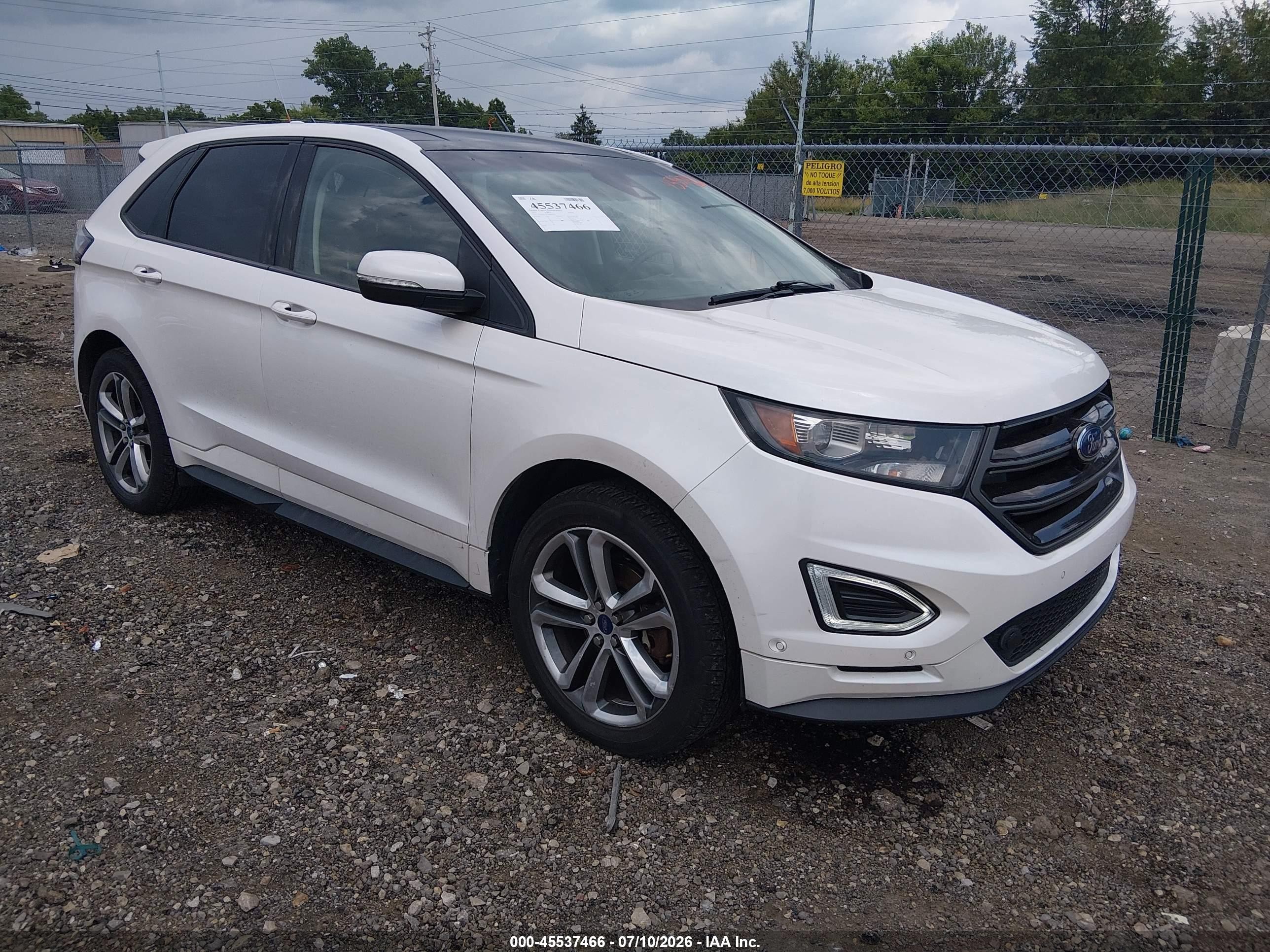 2015 Ford Edge Sport White vin: 2FMTK4AP7FBB29513