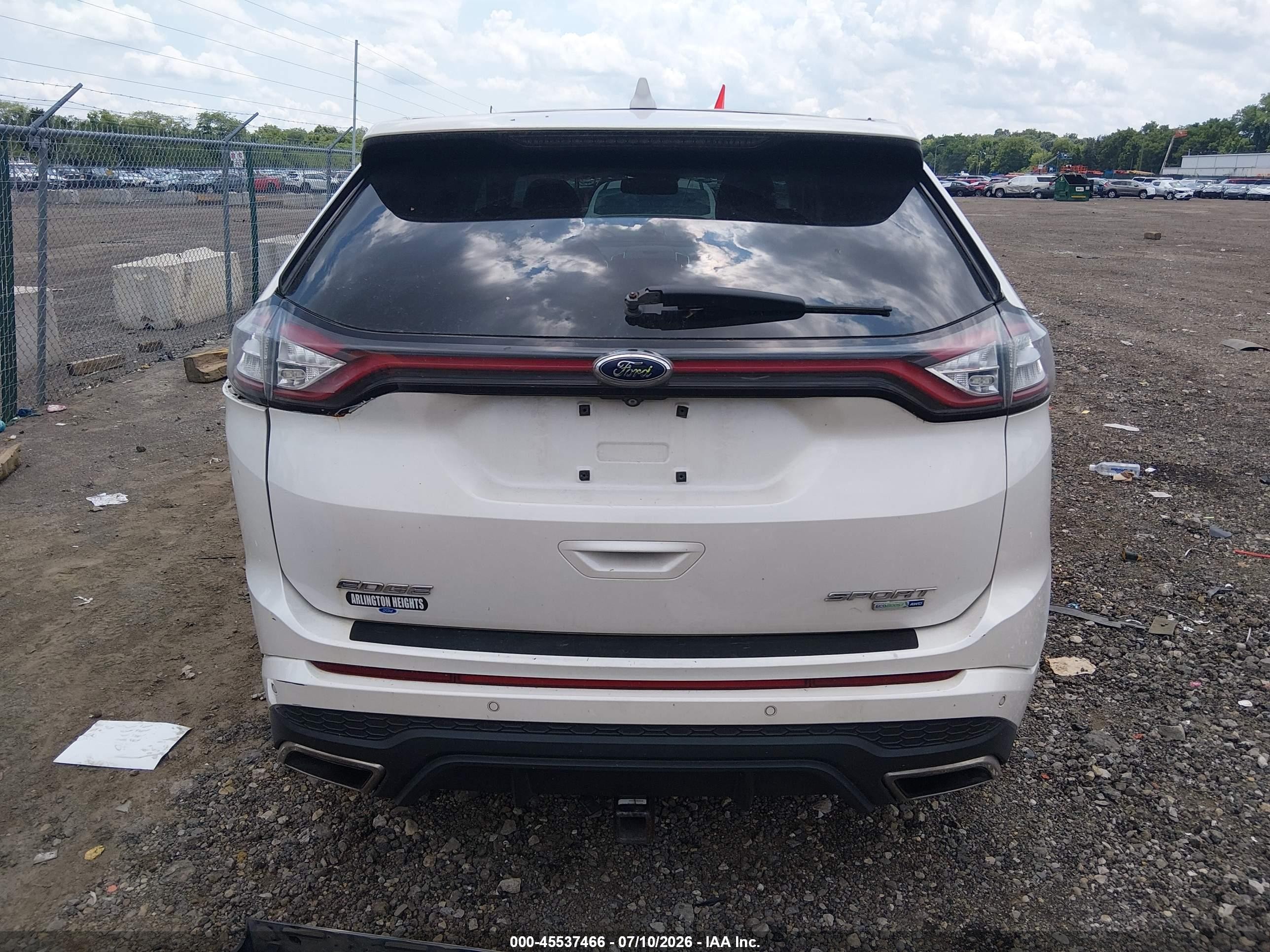 2015 Ford Edge Sport White vin: 2FMTK4AP7FBB29513