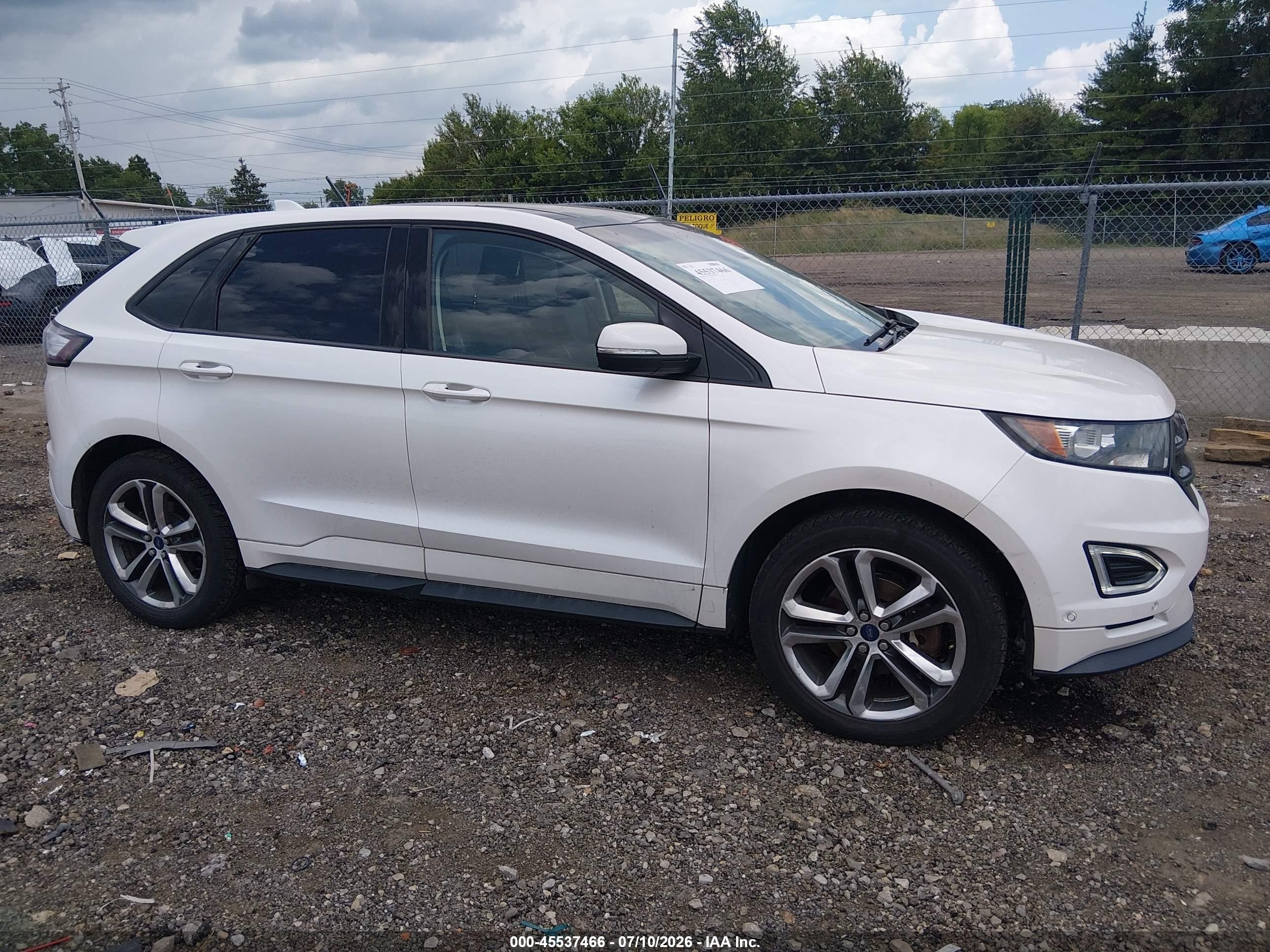 2015 Ford Edge Sport White vin: 2FMTK4AP7FBB29513