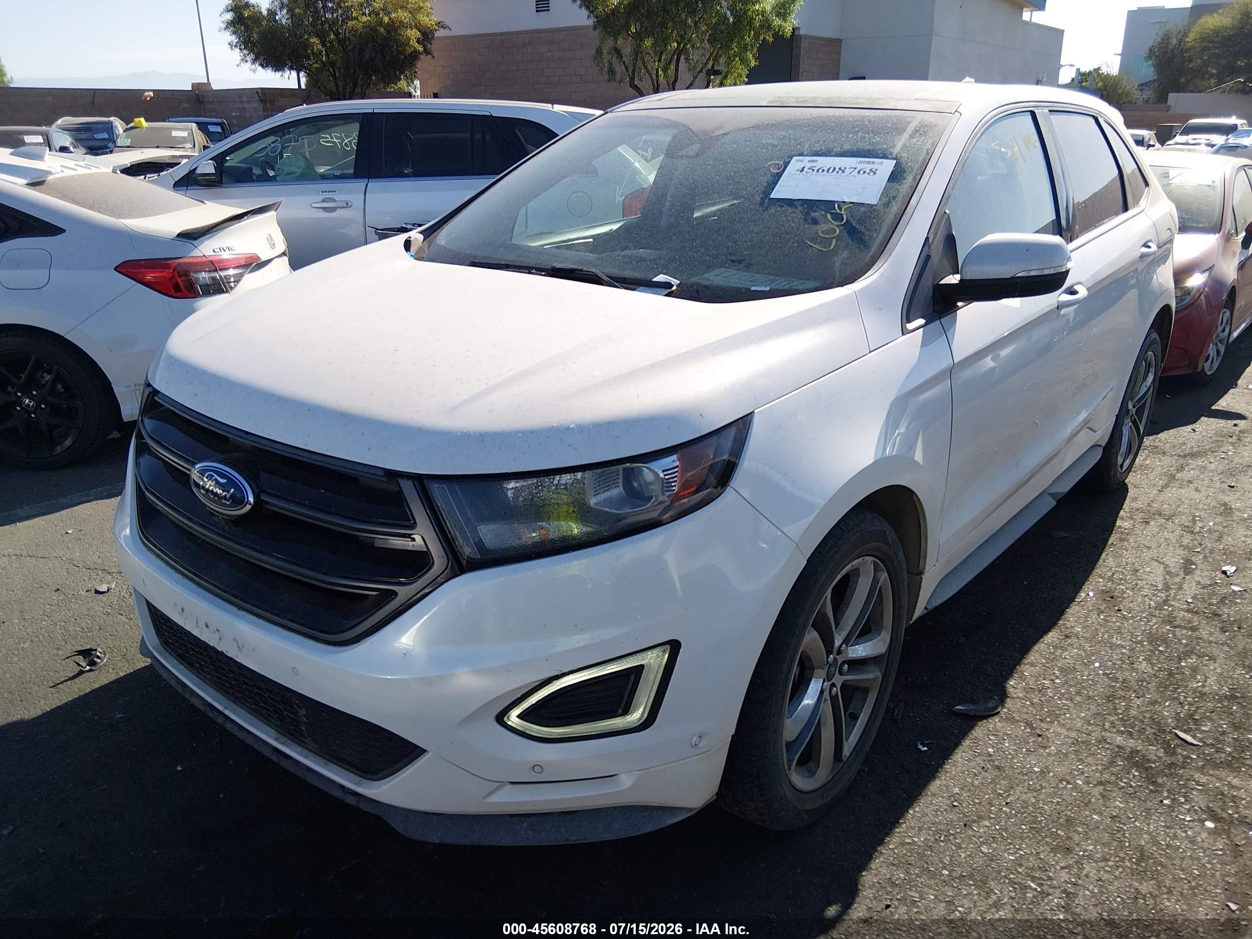 2015 Ford Edge Sport White vin: 2FMTK4AP7FBB67534