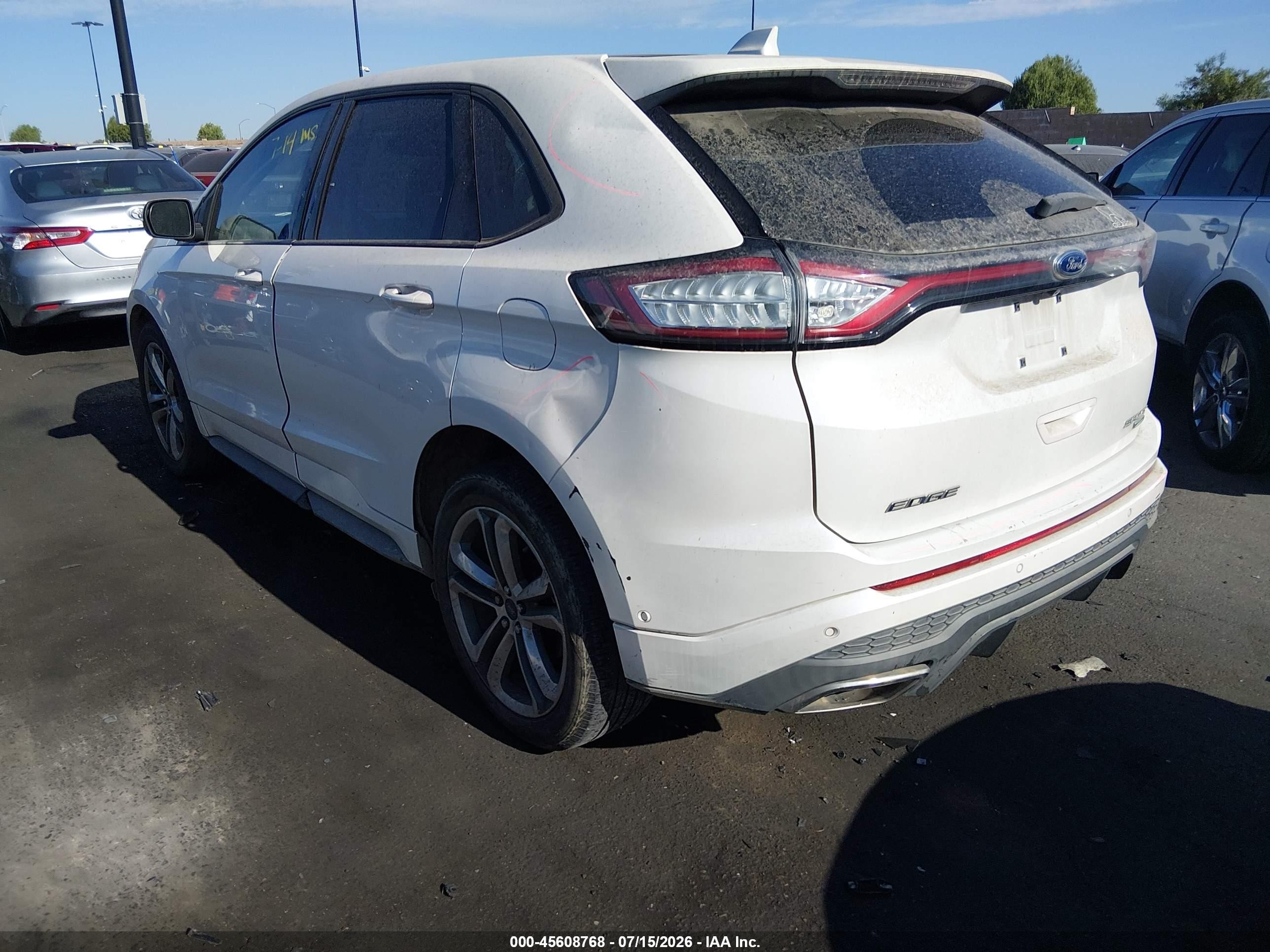 2015 Ford Edge Sport White vin: 2FMTK4AP7FBB67534