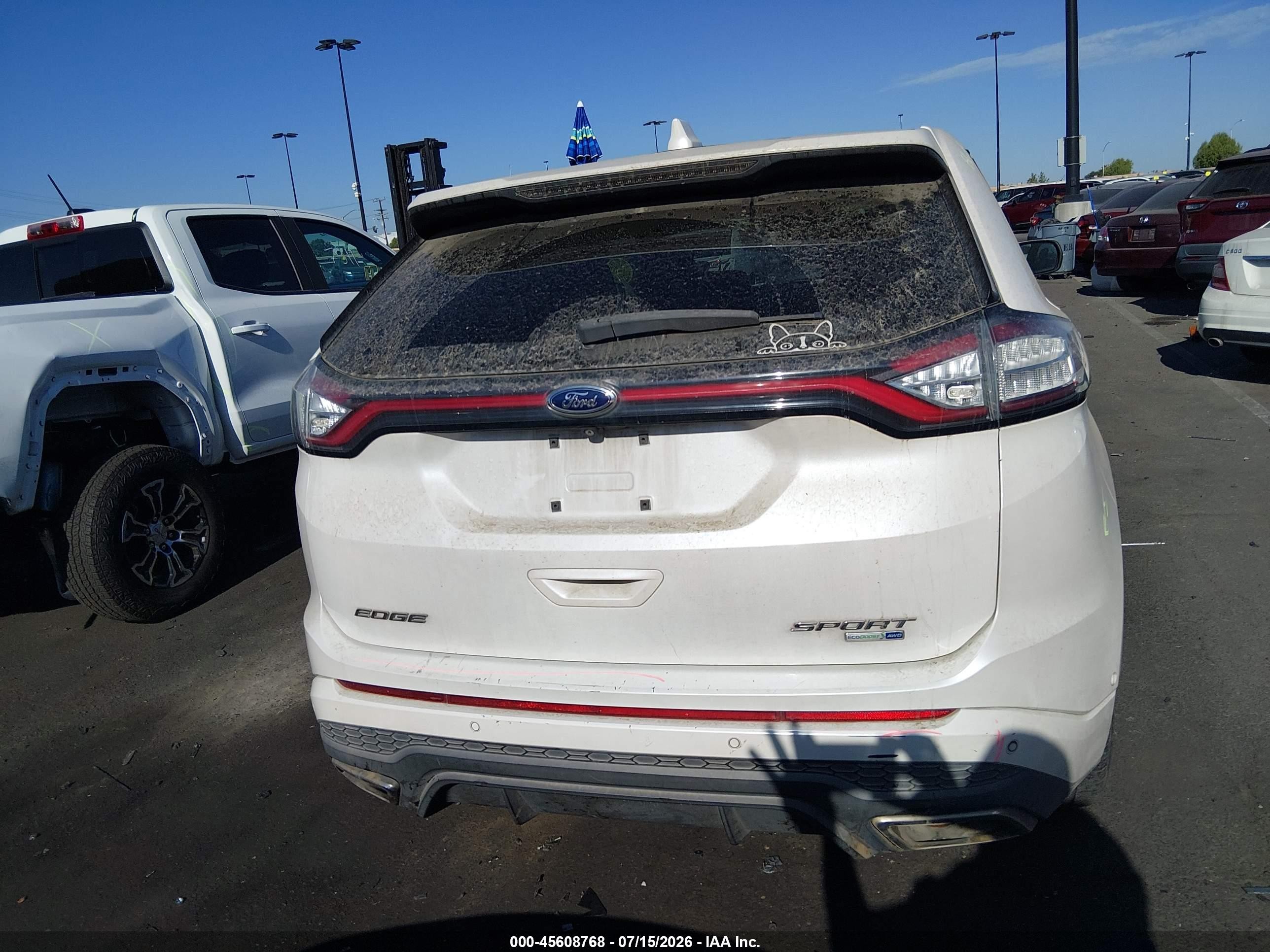 2015 Ford Edge Sport White vin: 2FMTK4AP7FBB67534