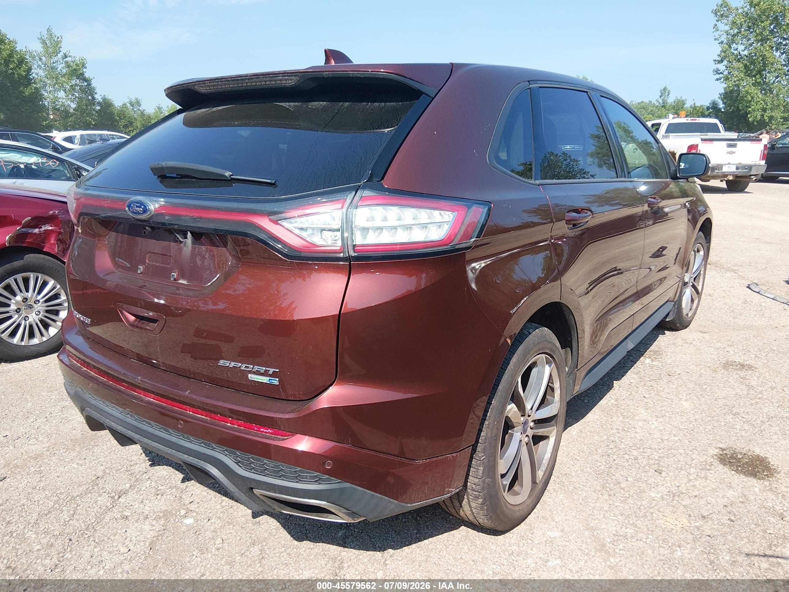 2015 Ford Edge Sport Maroon vin: 2FMTK4AP9FBB07609