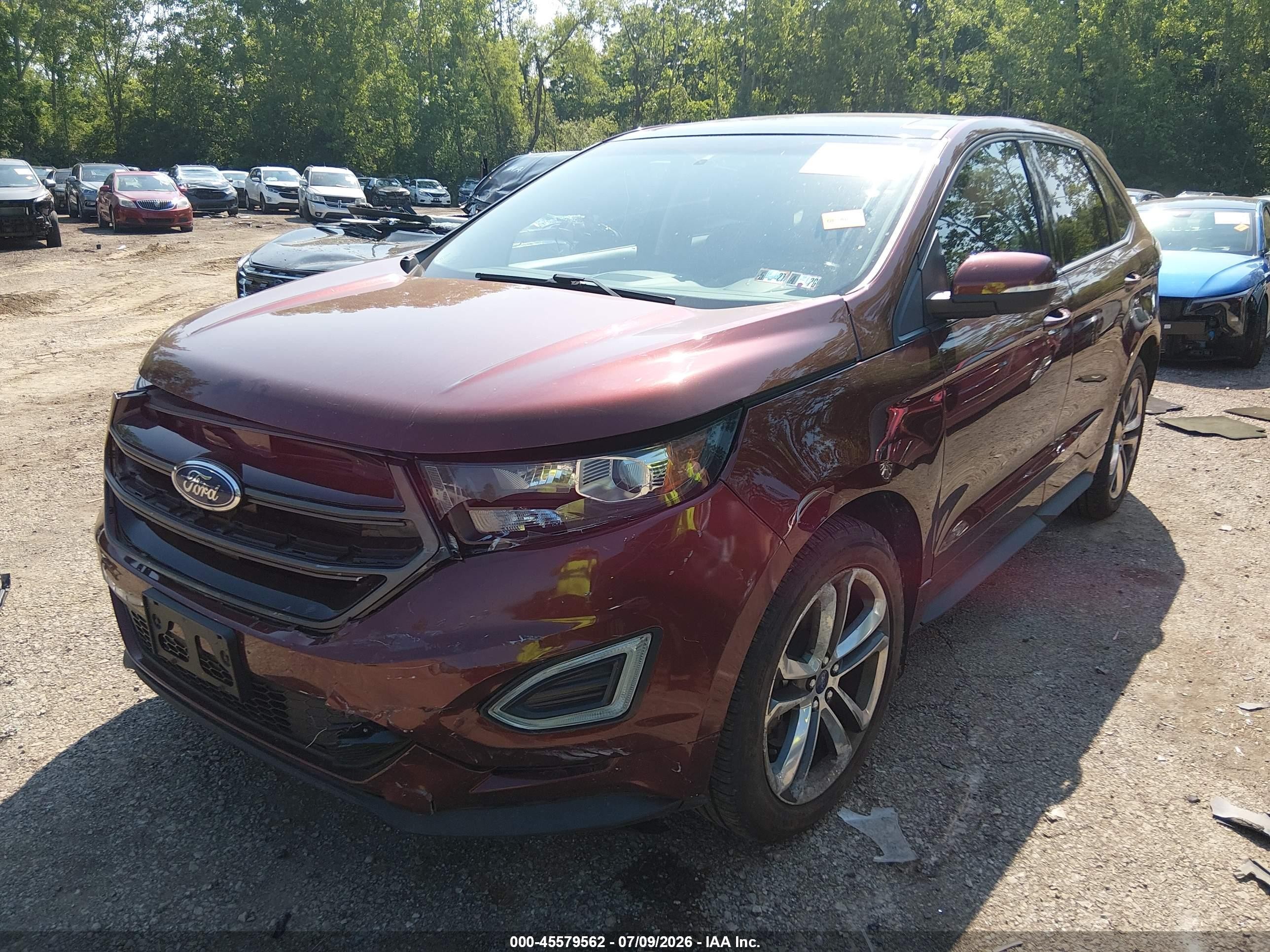 2015 Ford Edge Sport Maroon vin: 2FMTK4AP9FBB07609