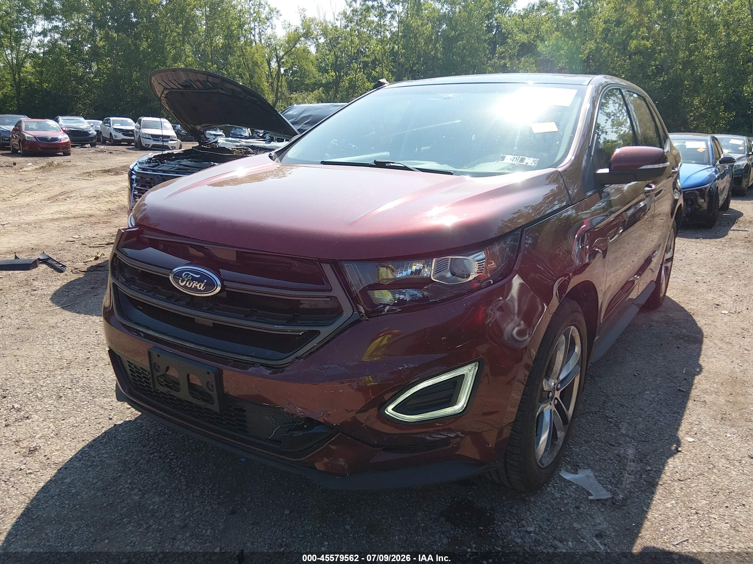 2015 Ford Edge Sport Maroon vin: 2FMTK4AP9FBB07609