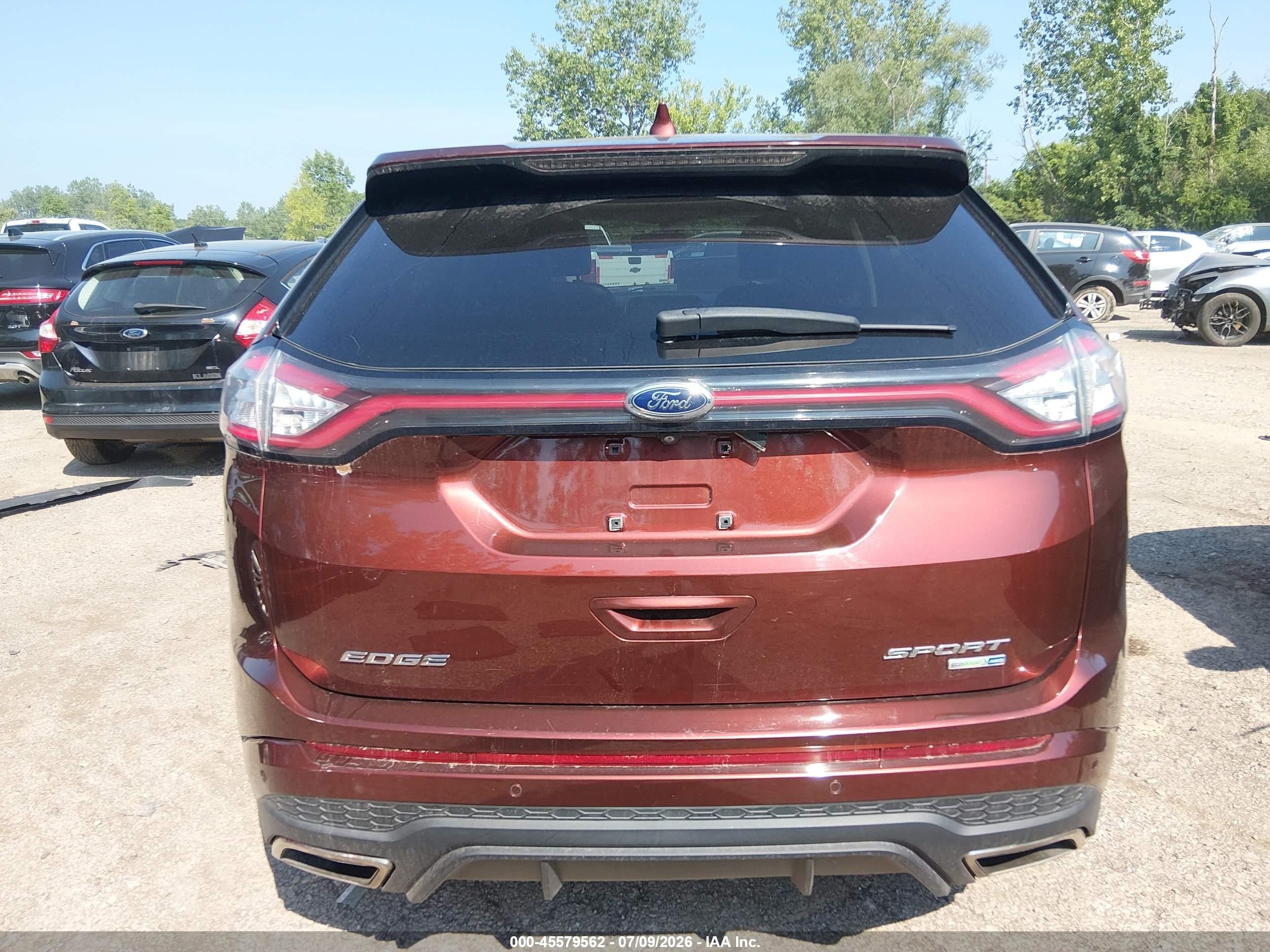 2015 Ford Edge Sport Maroon vin: 2FMTK4AP9FBB07609