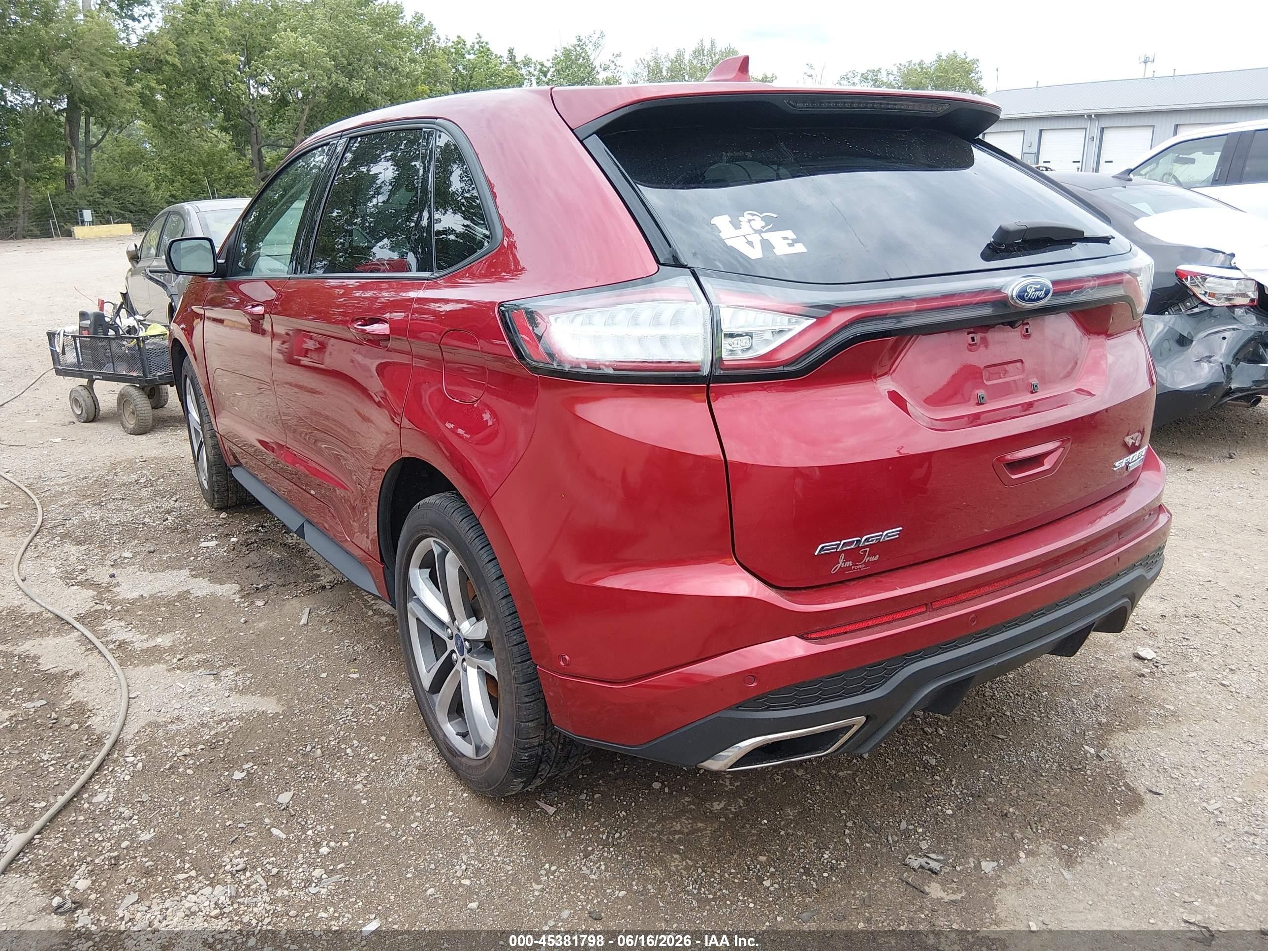 2015 Ford Edge Sport Red vin: 2FMTK4APXFBC06424