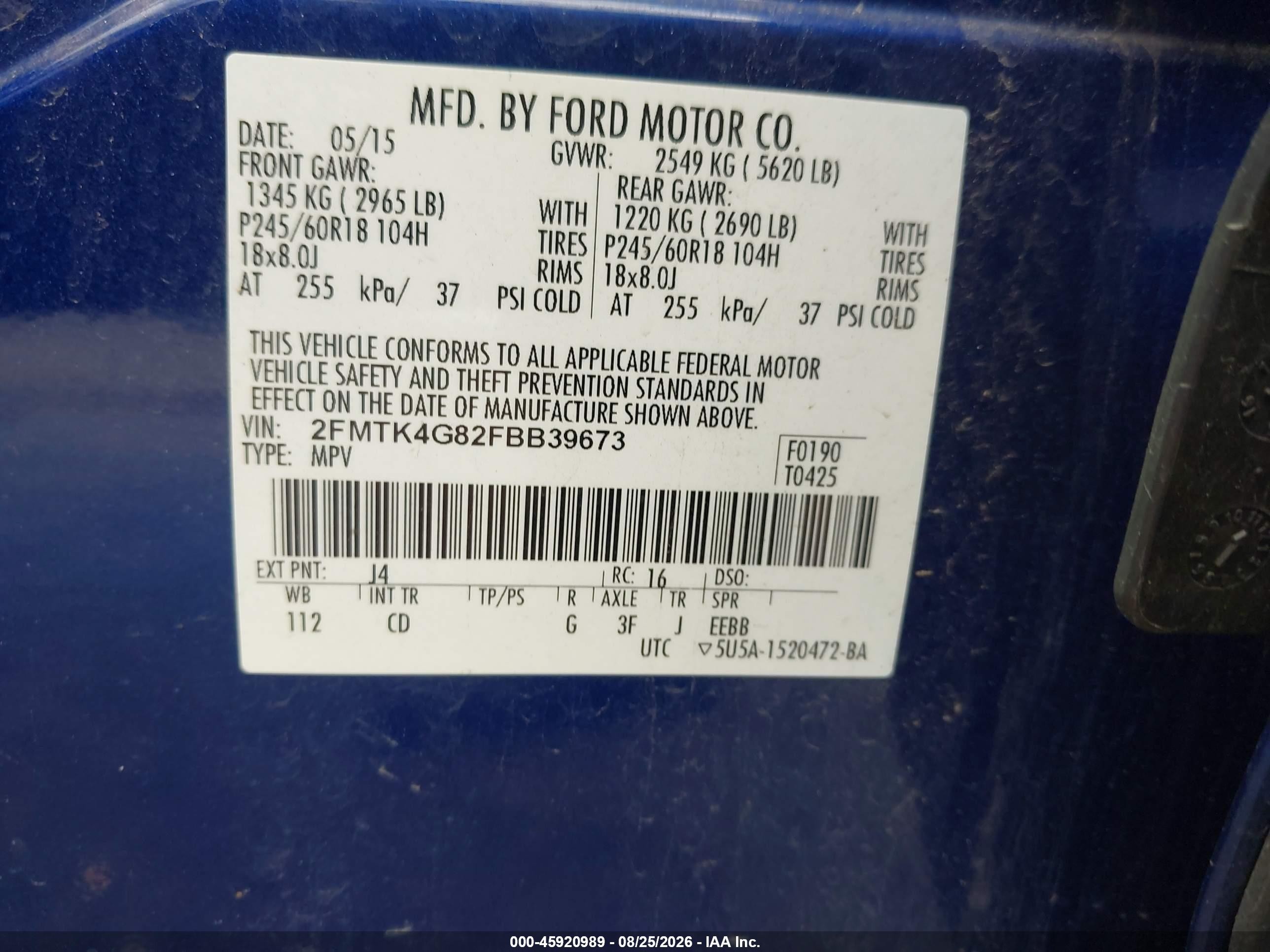 2015 Ford Edge Se Purple vin: 2FMTK4G82FBB39673