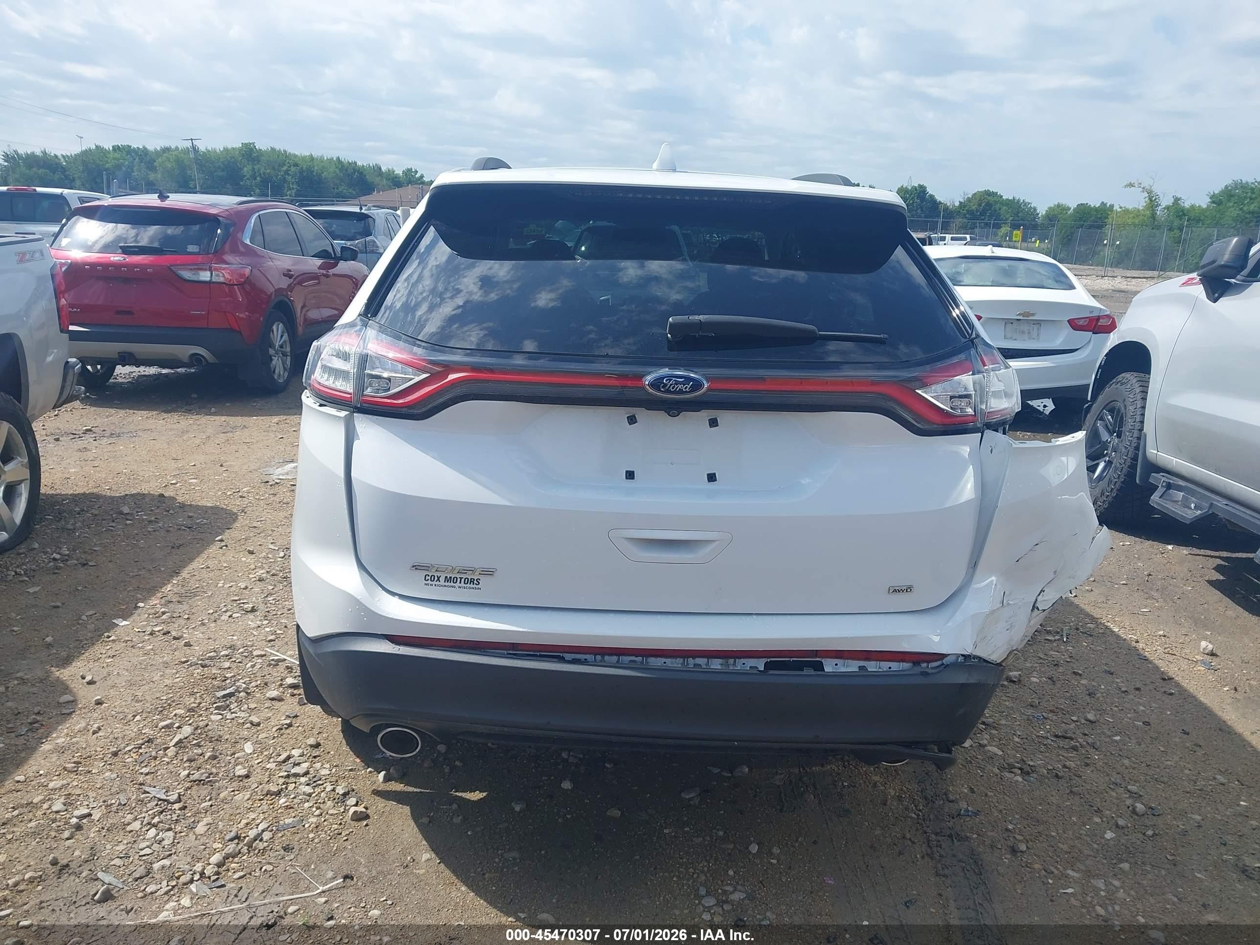 2015 Ford Edge Se White vin: 2FMTK4G82FBB73662
