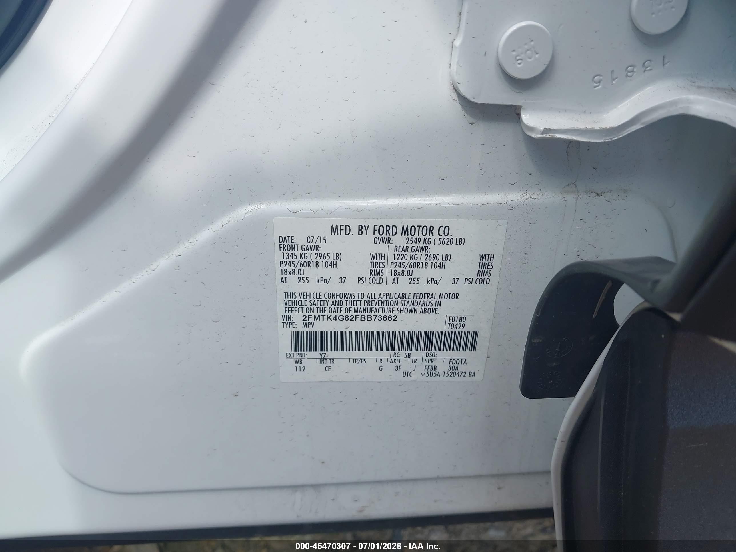 2015 Ford Edge Se White vin: 2FMTK4G82FBB73662