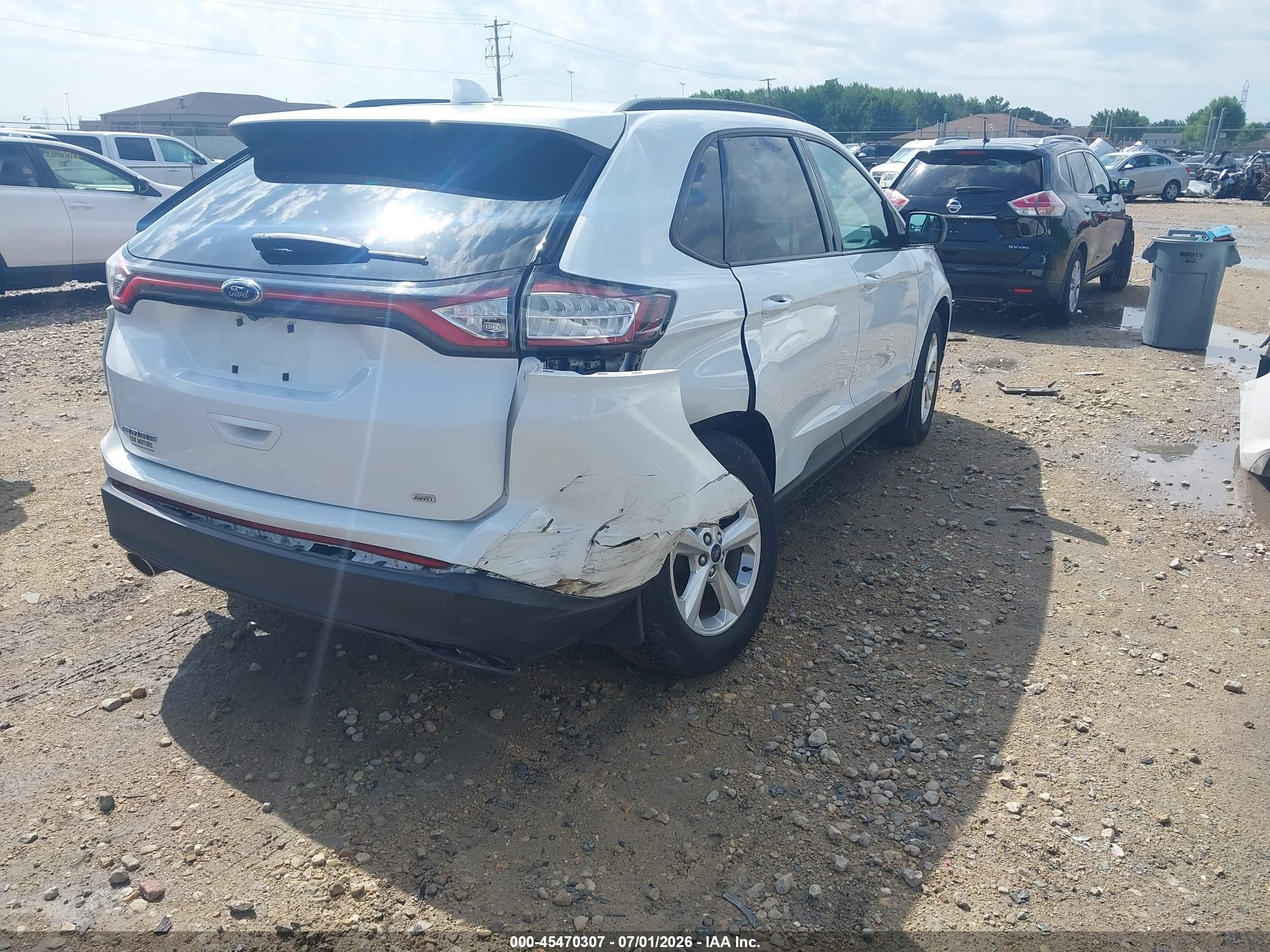 2015 Ford Edge Se White vin: 2FMTK4G82FBB73662