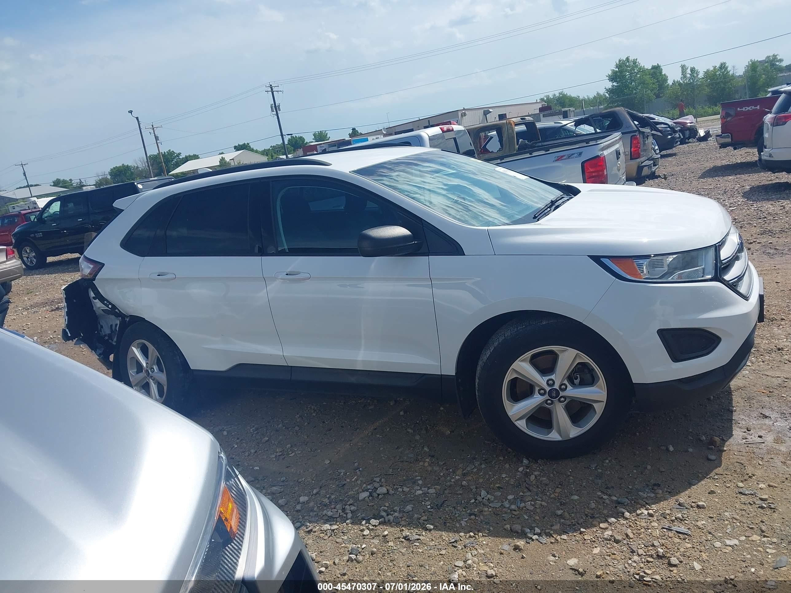 2015 Ford Edge Se White vin: 2FMTK4G82FBB73662
