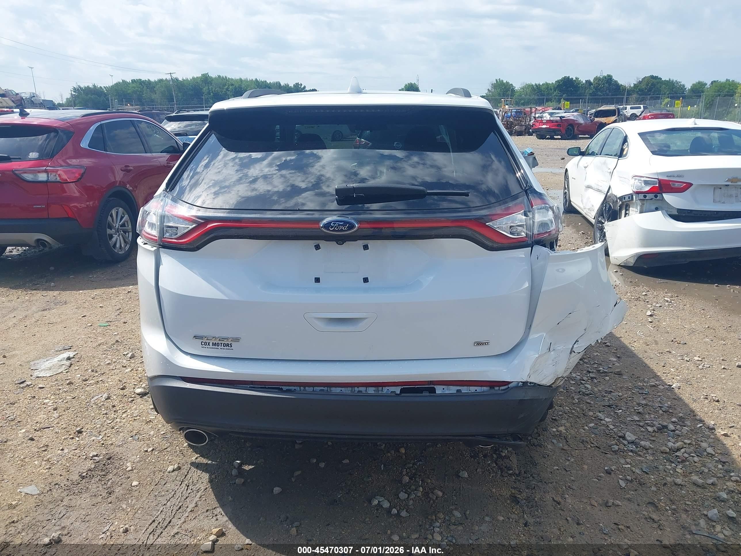 2015 Ford Edge Se White vin: 2FMTK4G82FBB73662
