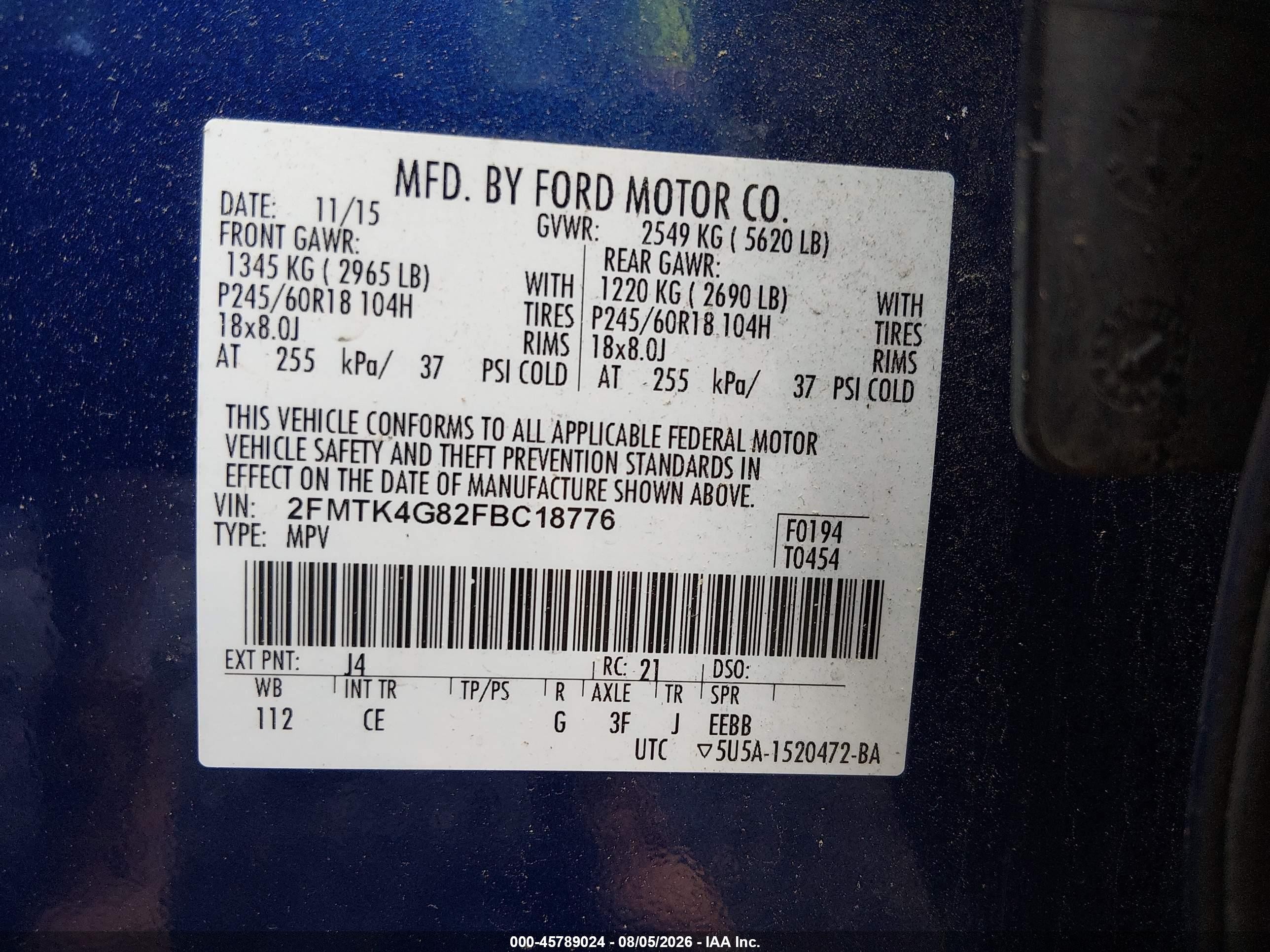 2015 Ford Edge Se Blue vin: 2FMTK4G82FBC18776