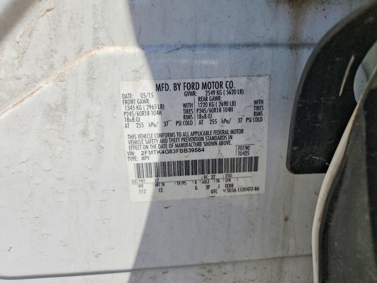 2015 Ford Edge Se Белый vin: 2FMTK4G83FBB39584
