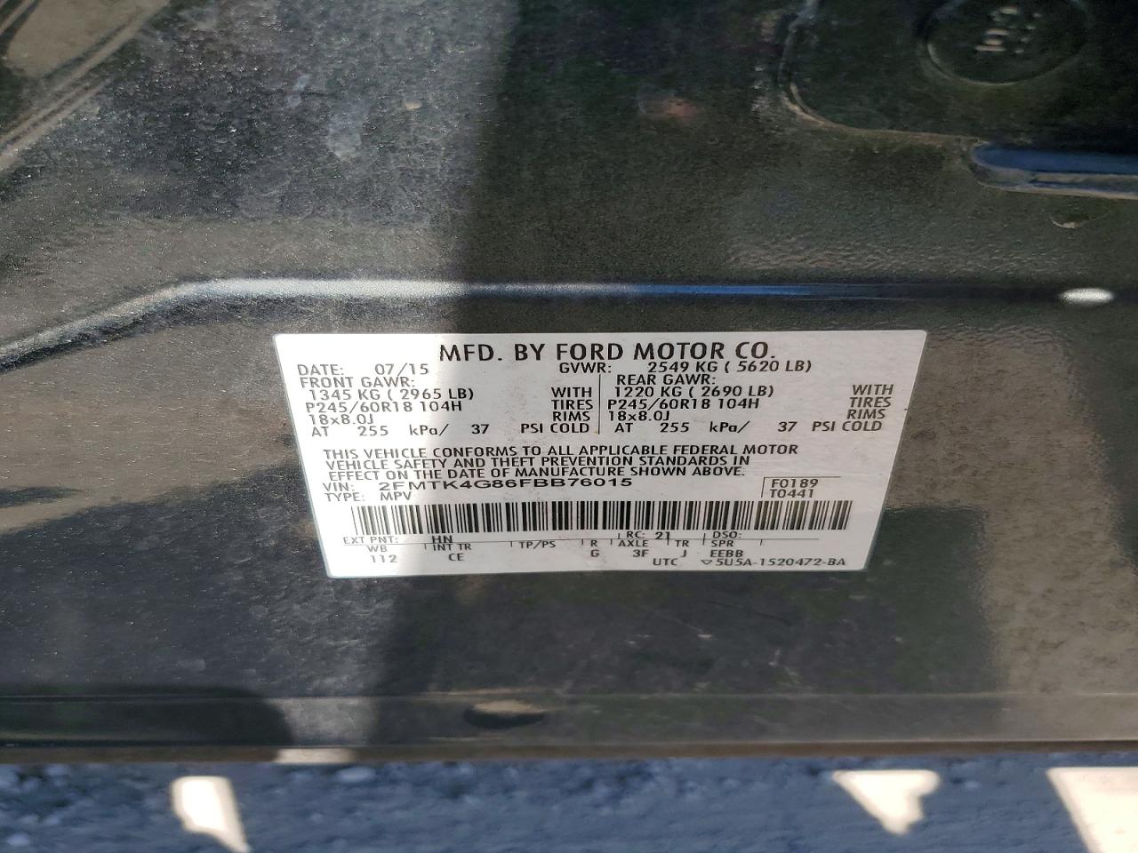 2015 Ford Edge Se Gray vin: 2FMTK4G86FBB76015