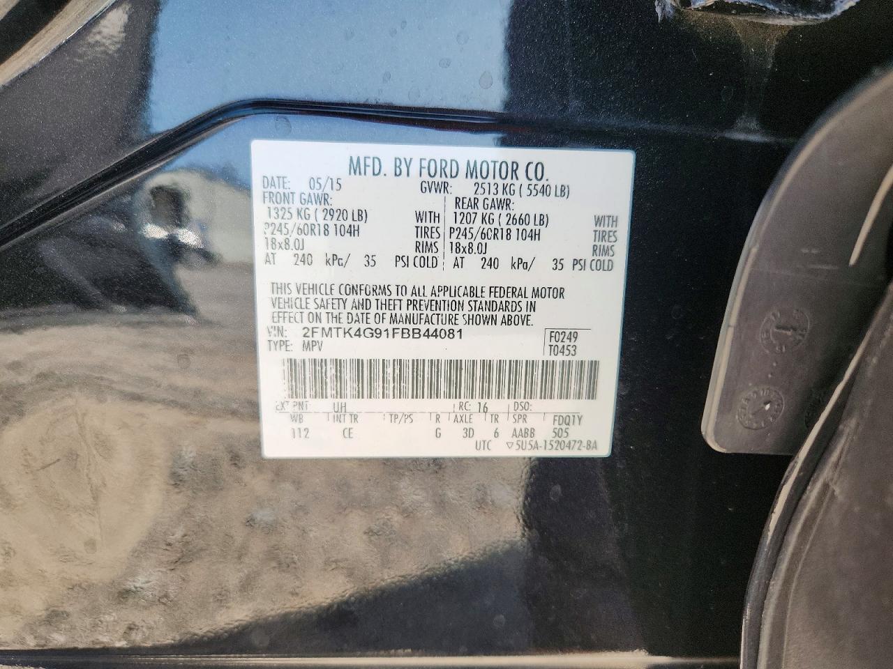 2015 Ford Edge Se Black vin: 2FMTK4G91FBB44081
