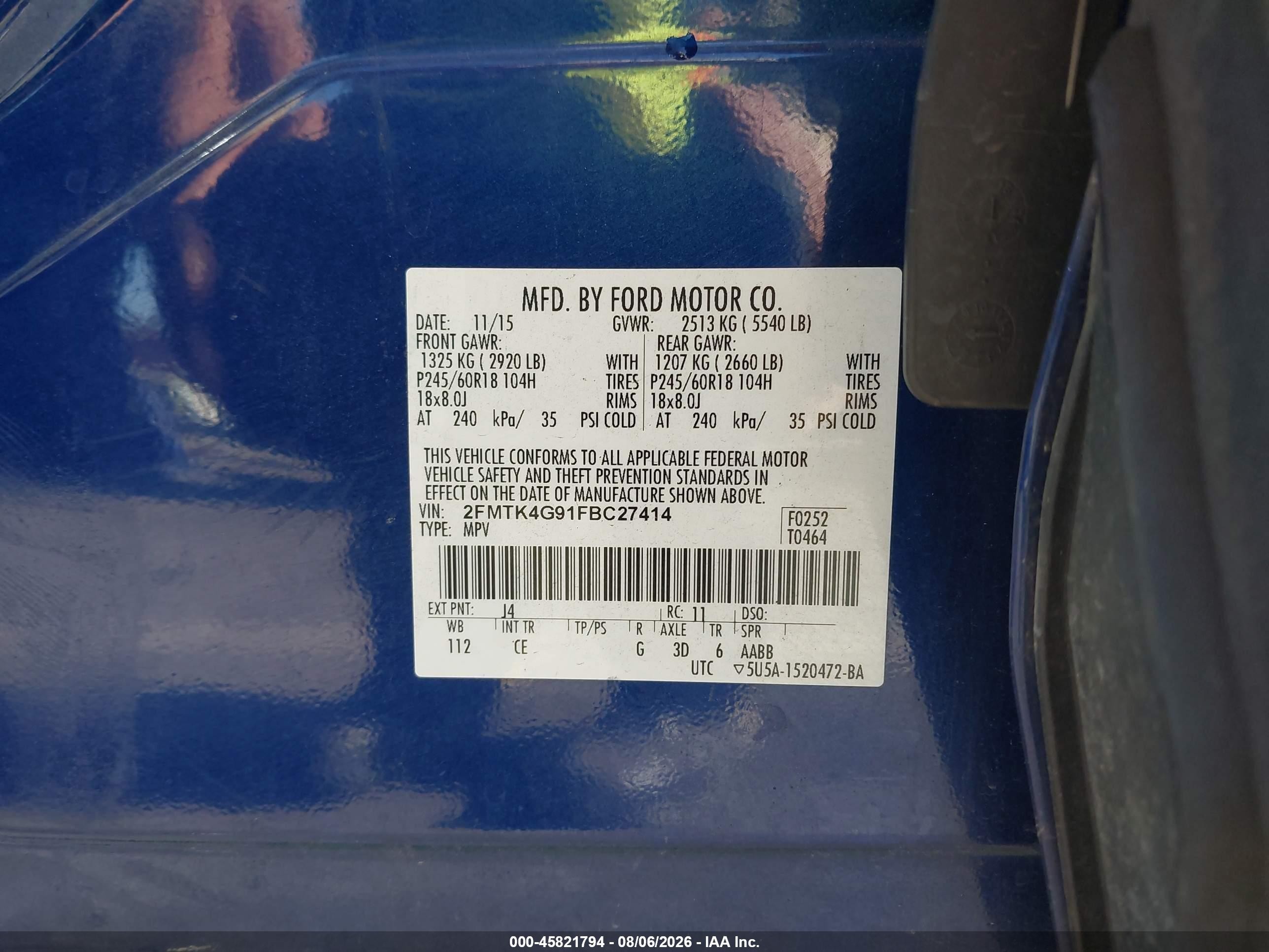2015 Ford Edge Se Blue vin: 2FMTK4G91FBC27414