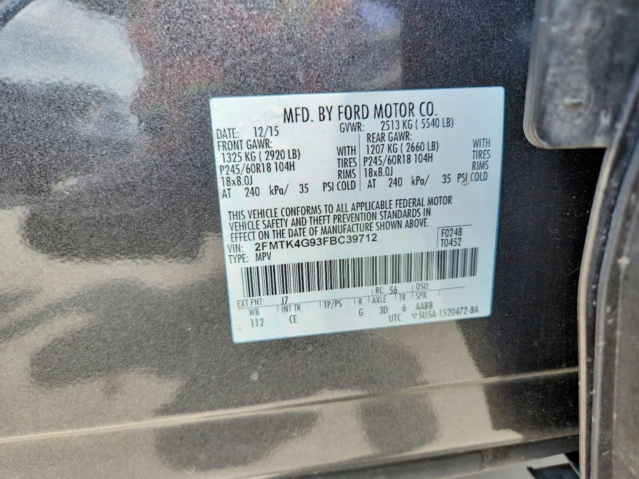 2015 Ford Edge Se Gray vin: 2FMTK4G93FBC39712