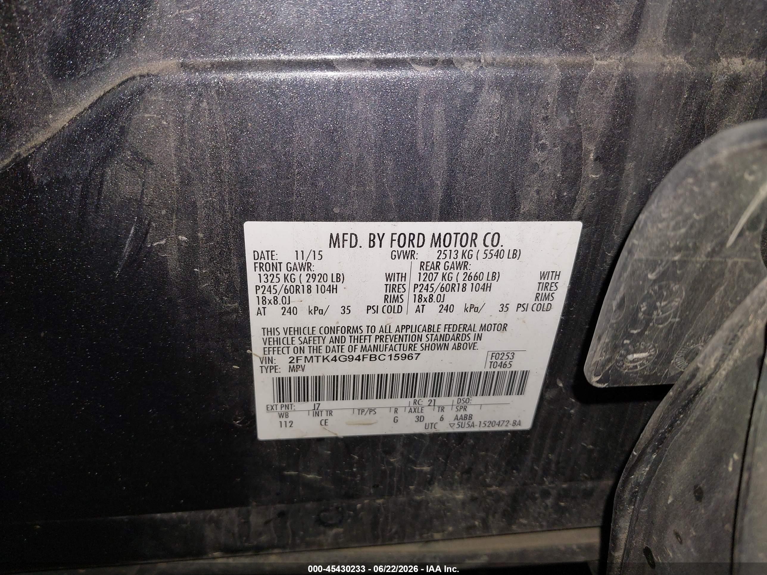 2015 Ford Edge Se Gray vin: 2FMTK4G94FBC15967