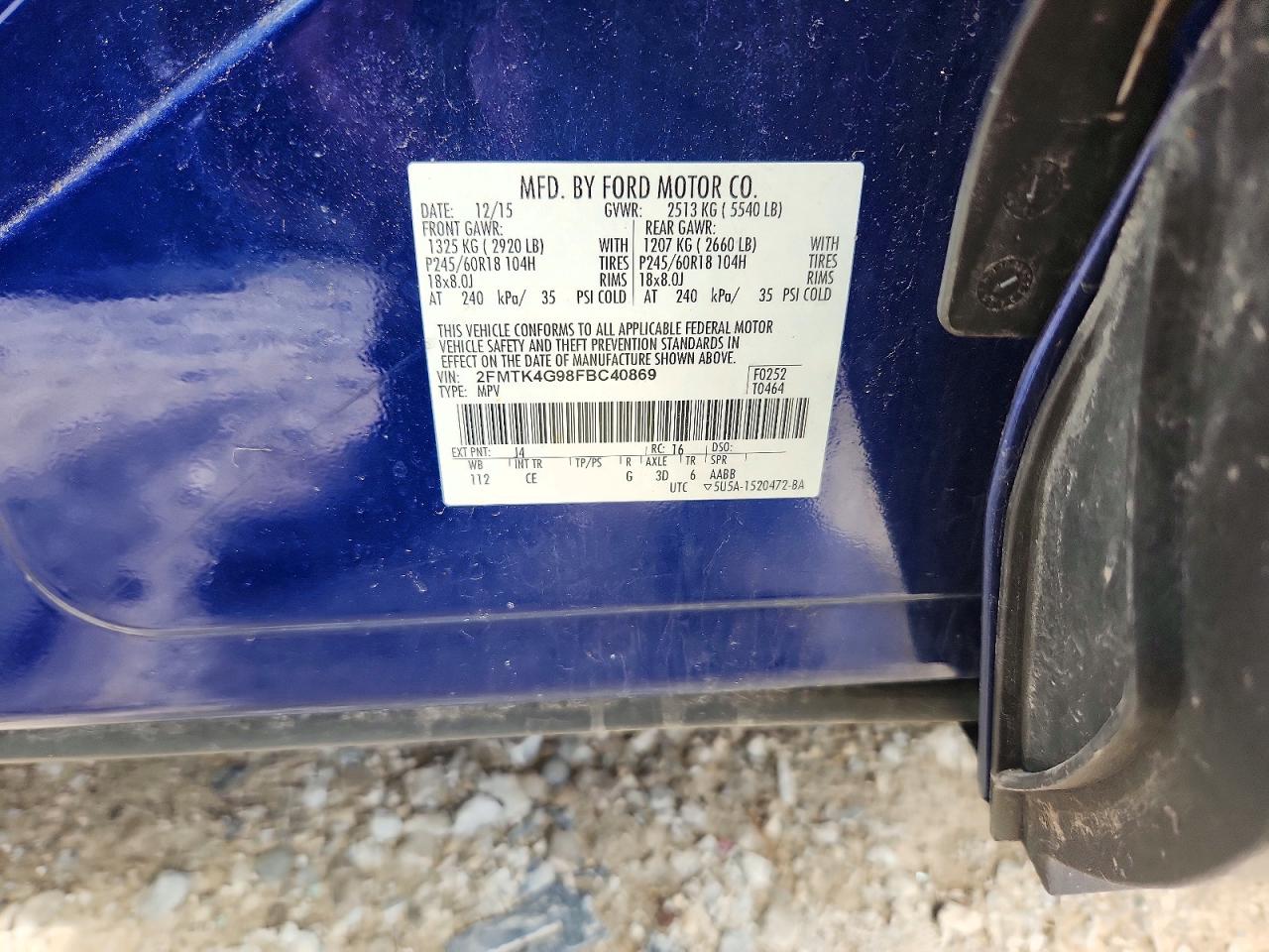 2015 Ford Edge Se Blue vin: 2FMTK4G98FBC40869