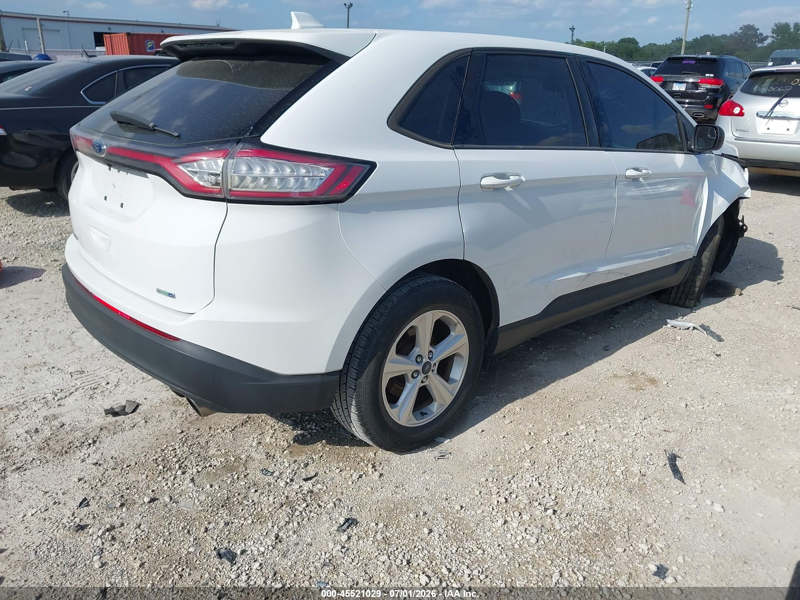 2015 Ford Edge Se White vin: 2FMTK4G99FBB69553