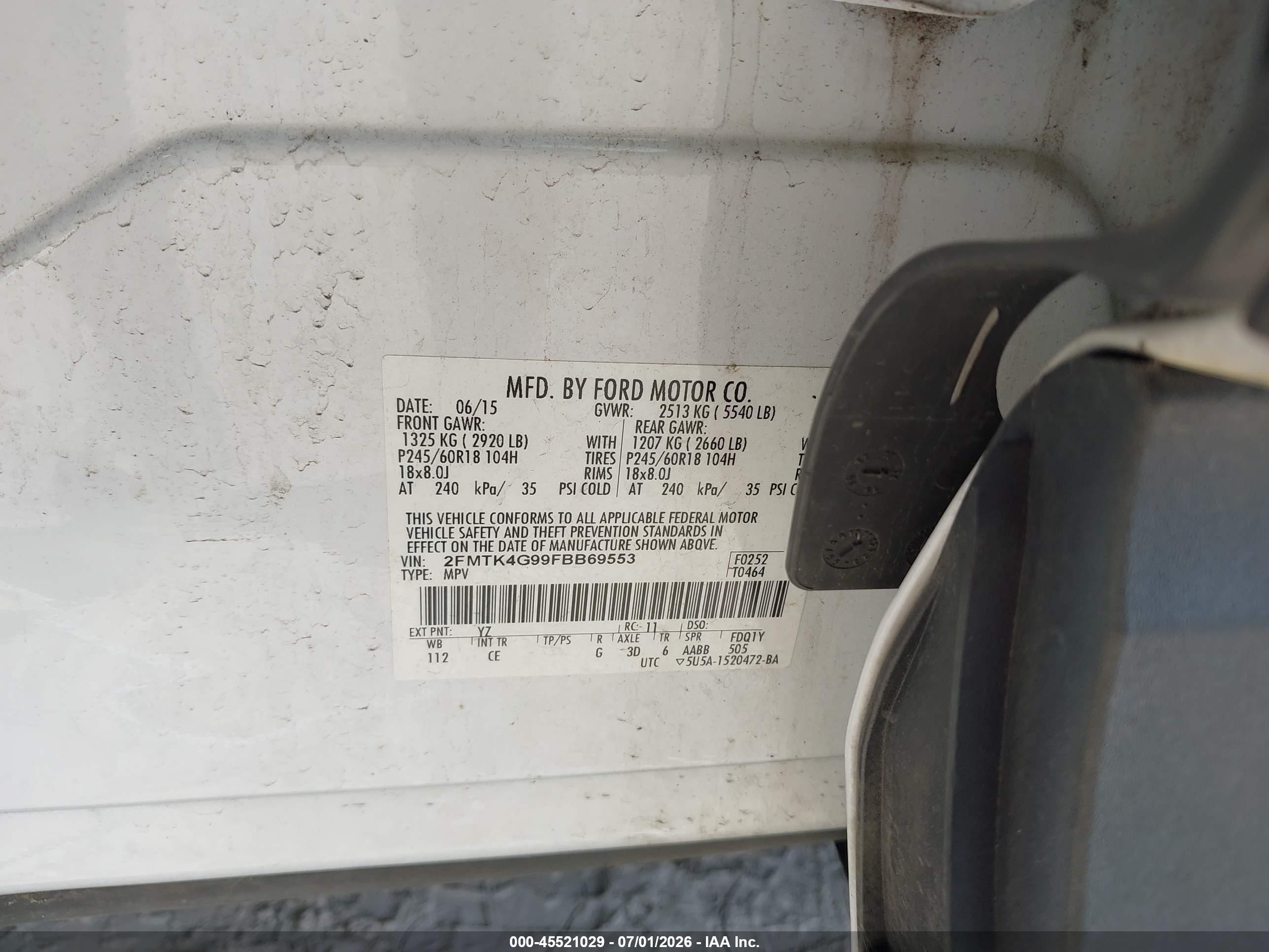 2015 Ford Edge Se White vin: 2FMTK4G99FBB69553