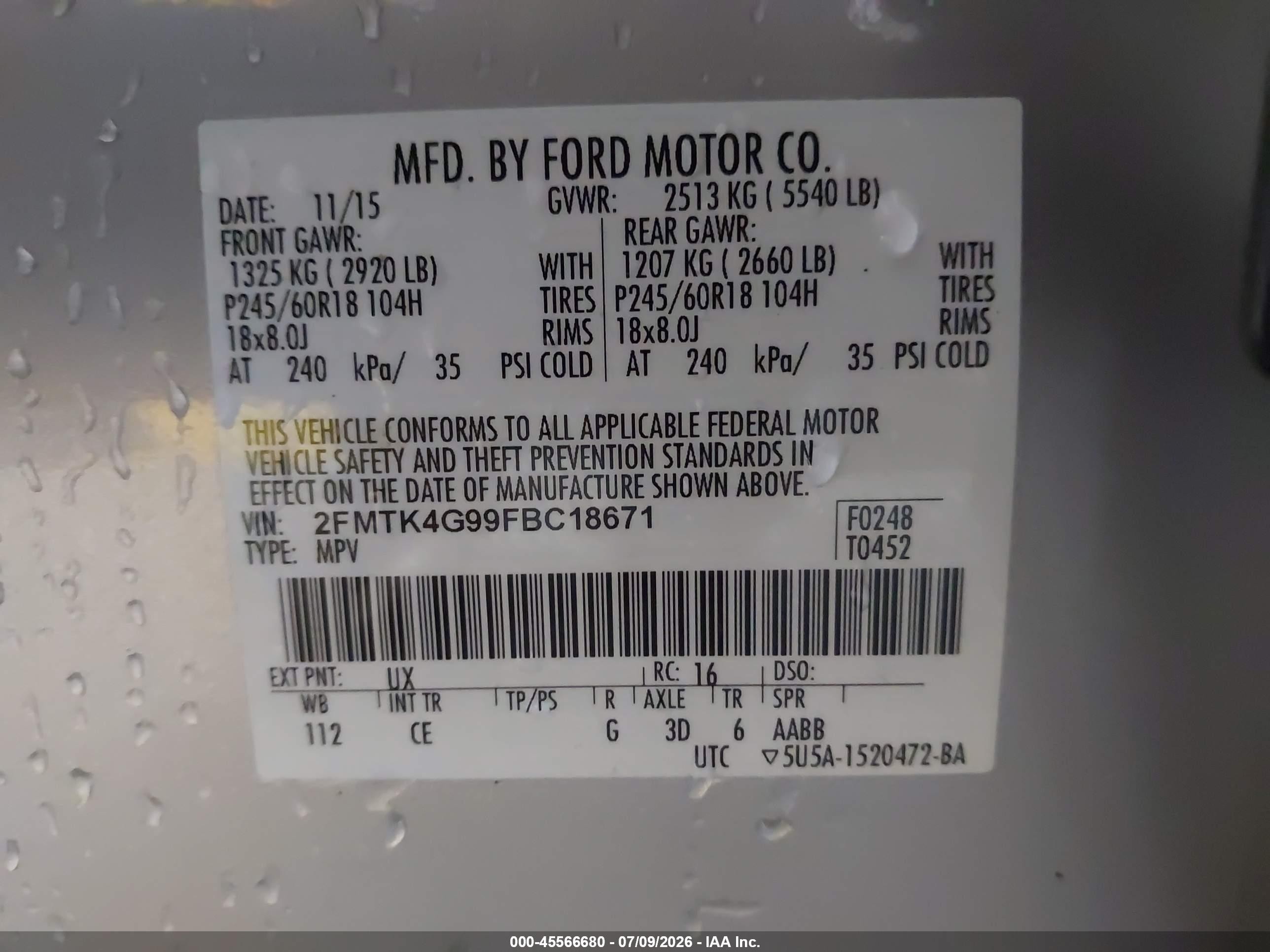 2015 Ford Edge Se Silver vin: 2FMTK4G99FBC18671
