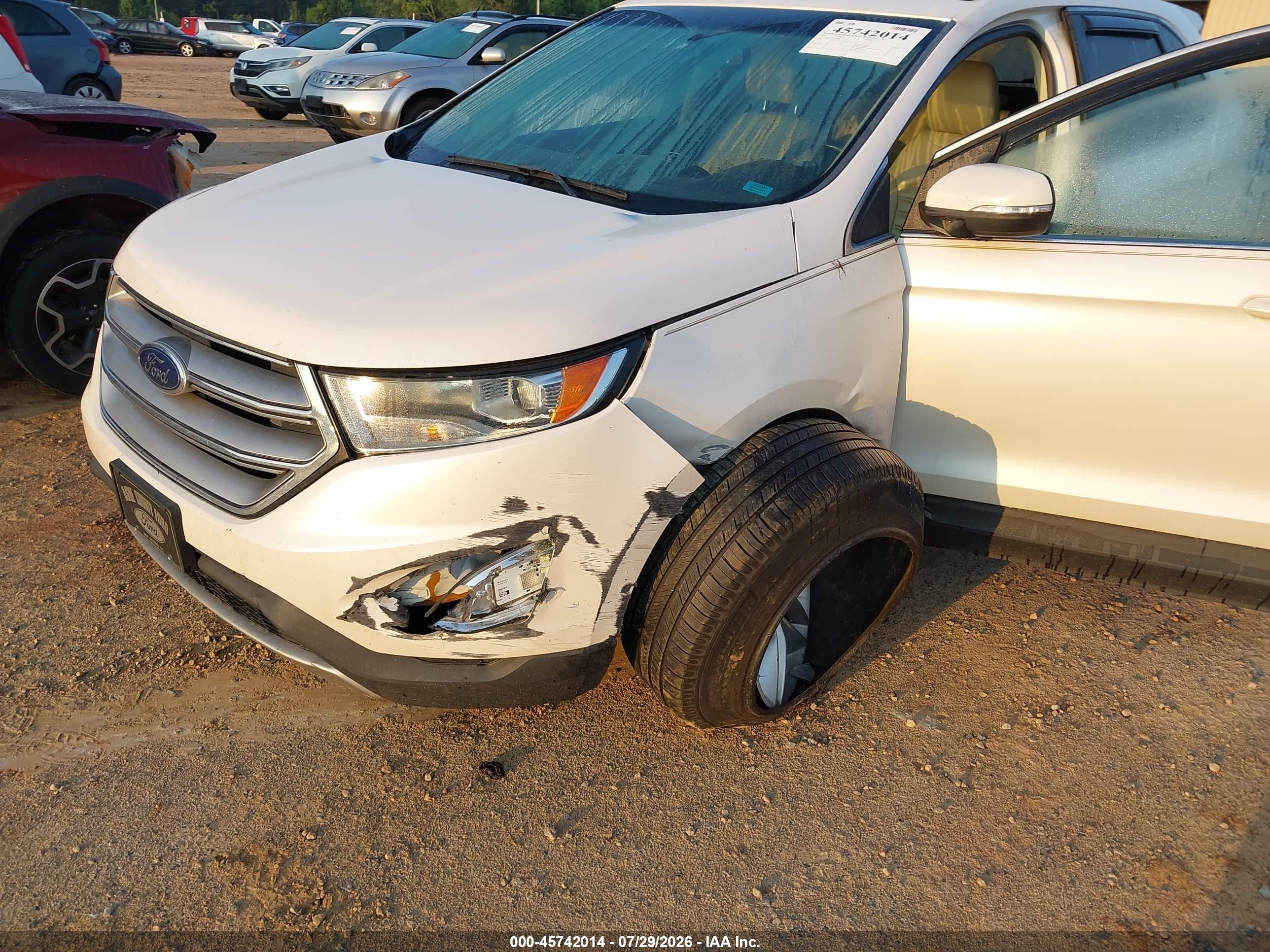 2015 Ford Edge Sel White vin: 2FMTK4J80FBB13629