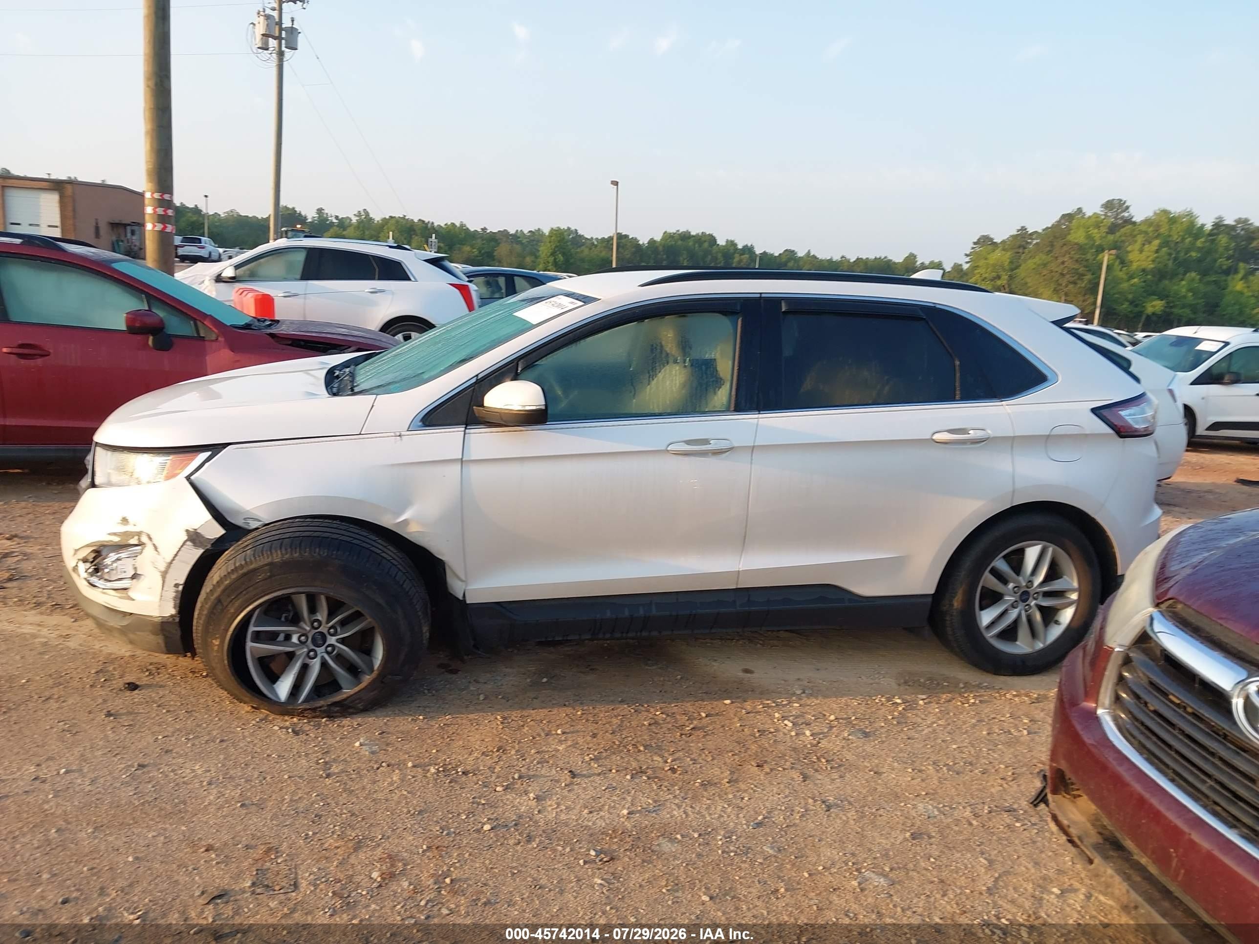 2015 Ford Edge Sel White vin: 2FMTK4J80FBB13629