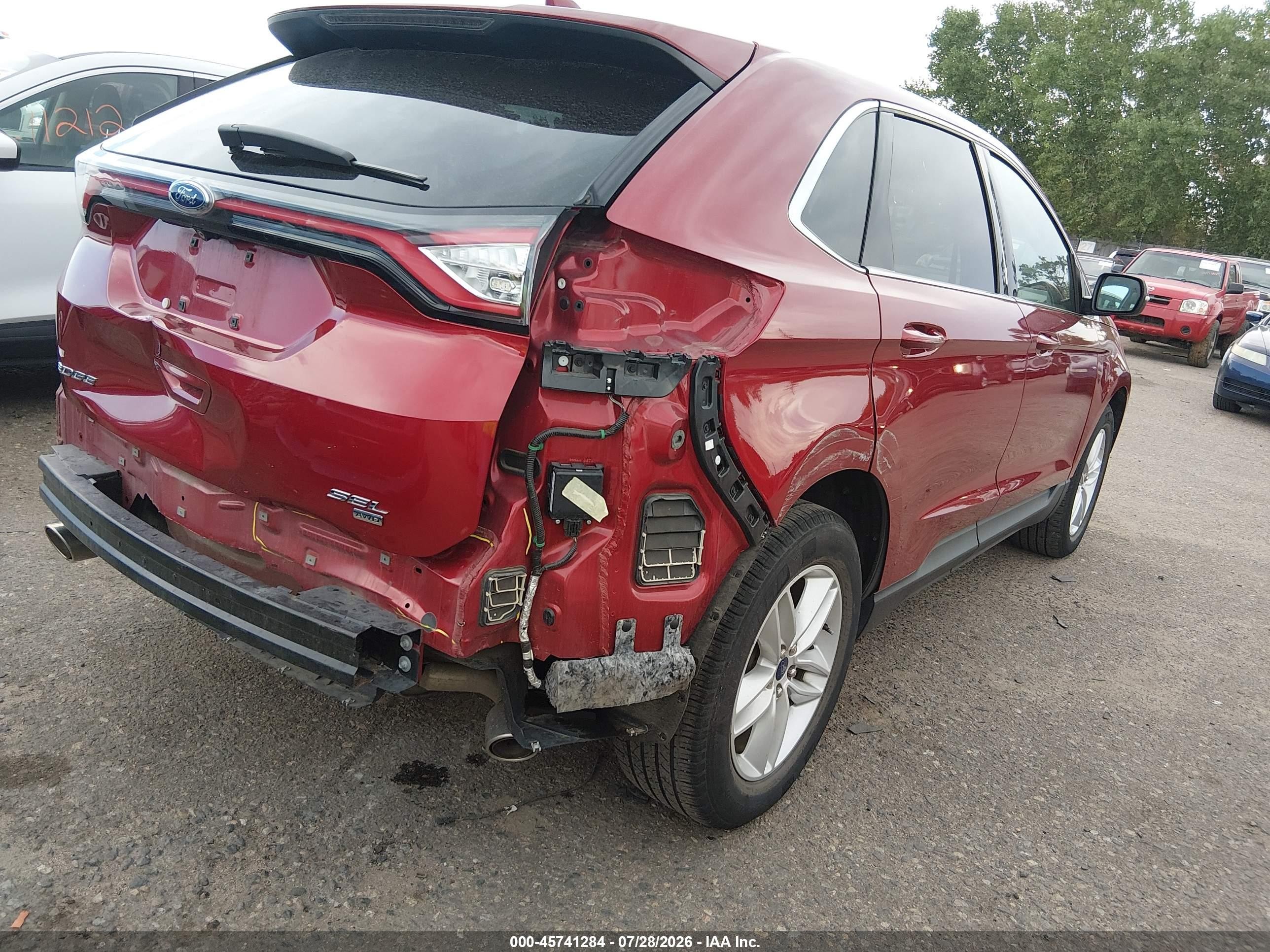 2015 Ford Edge Sel Red vin: 2FMTK4J80FBB19771