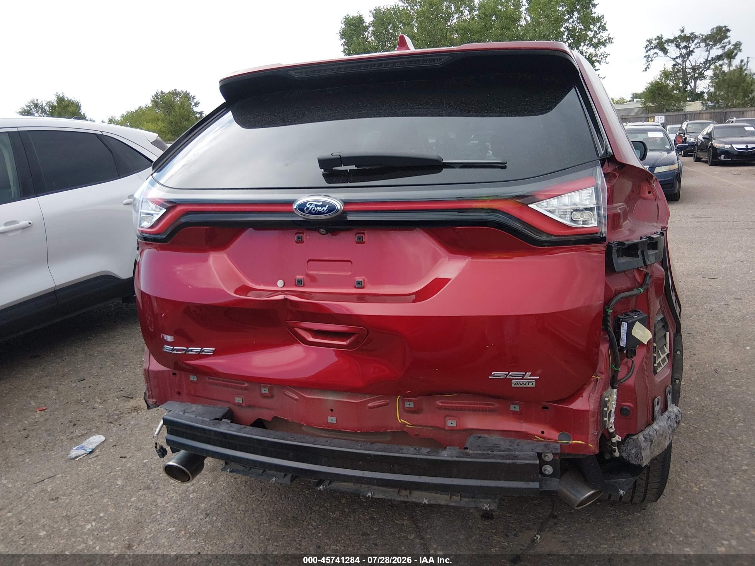 2015 Ford Edge Sel Red vin: 2FMTK4J80FBB19771