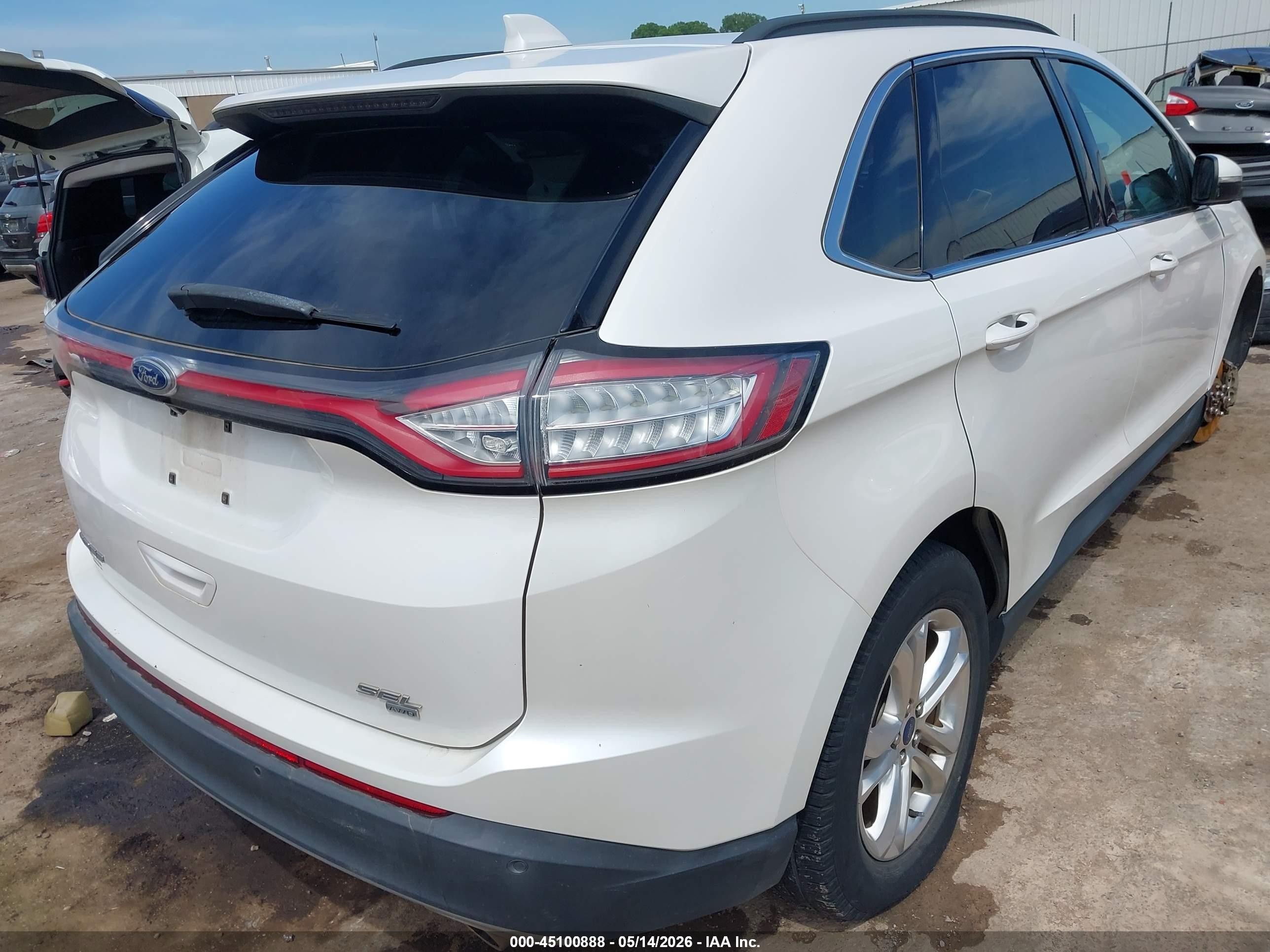 2015 Ford Edge Sel White vin: 2FMTK4J80FBB96253