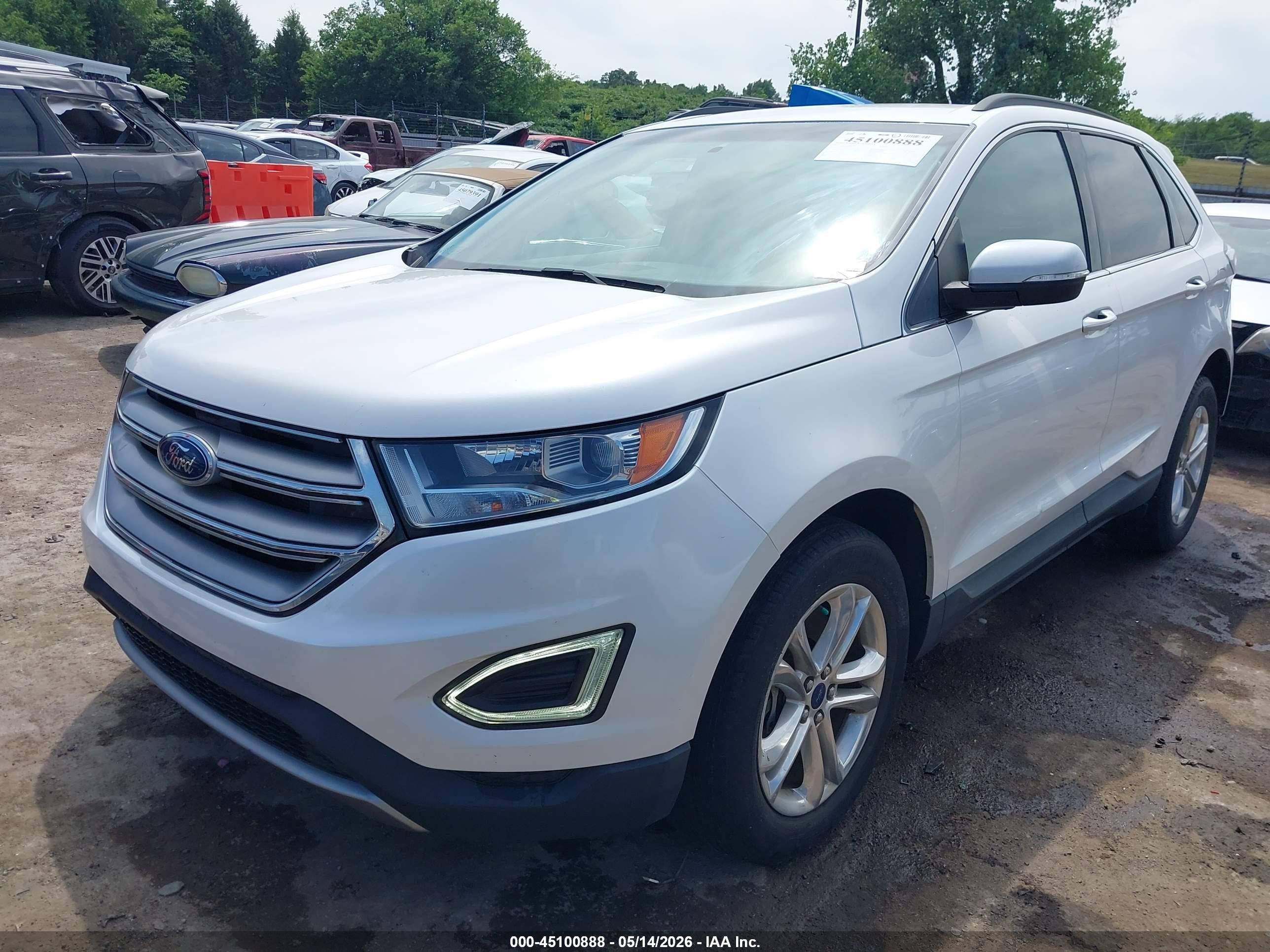 2015 Ford Edge Sel White vin: 2FMTK4J80FBB96253