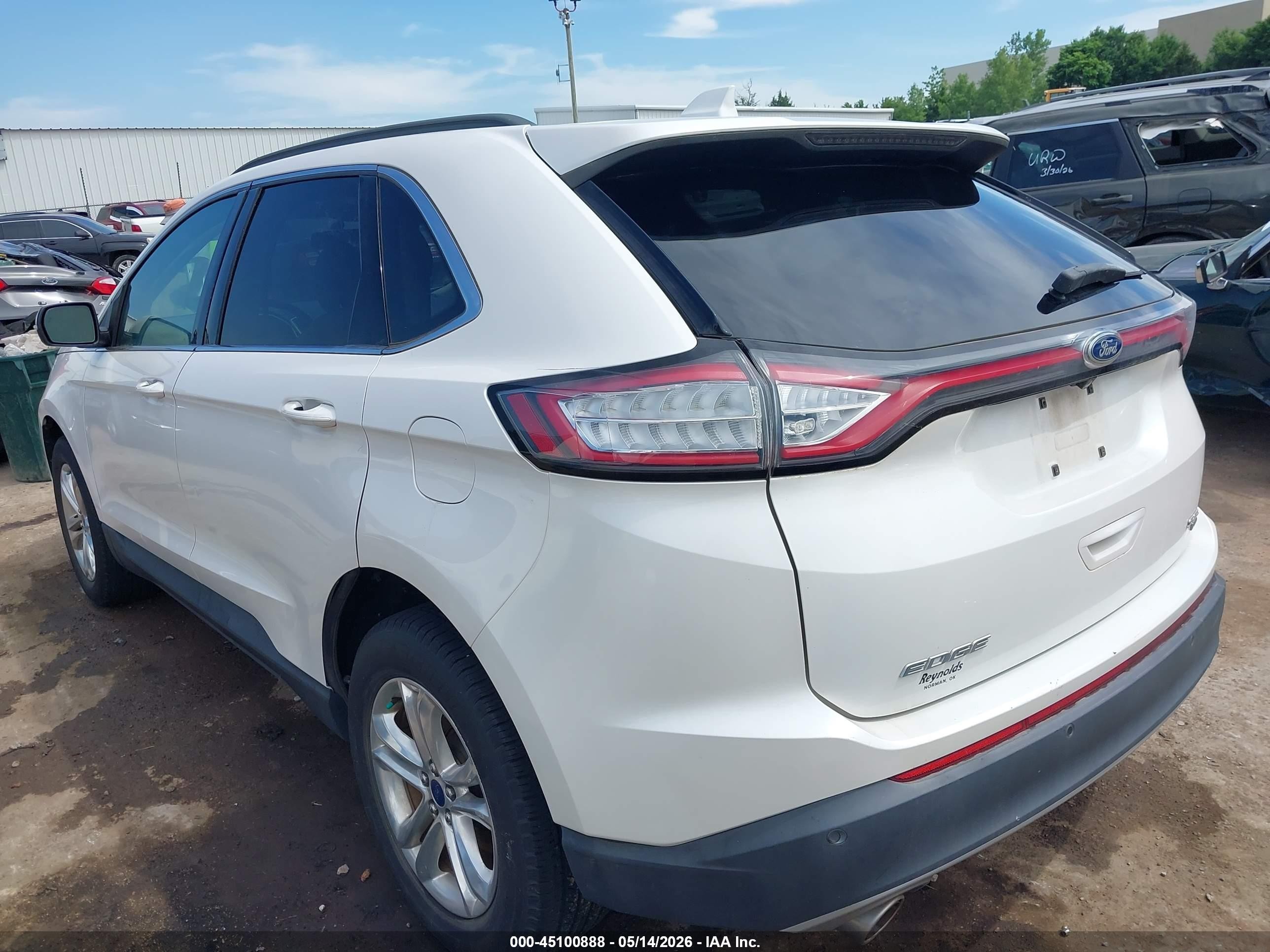 2015 Ford Edge Sel White vin: 2FMTK4J80FBB96253
