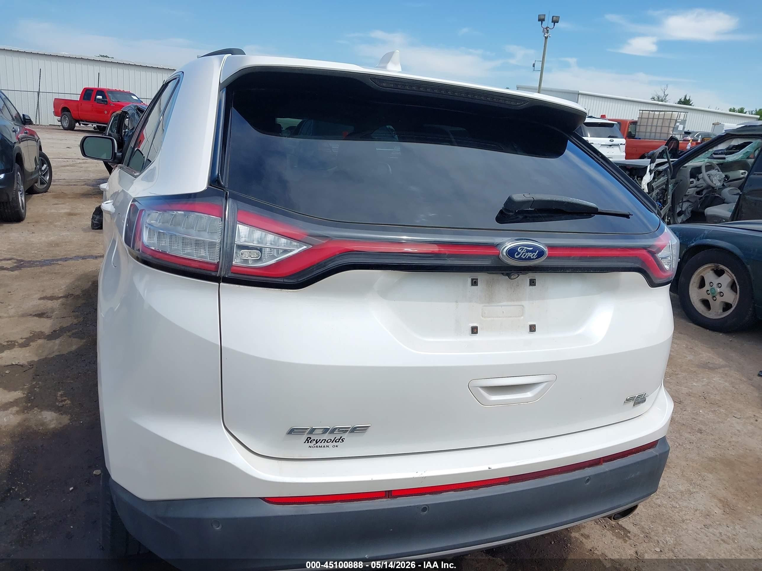 2015 Ford Edge Sel White vin: 2FMTK4J80FBB96253