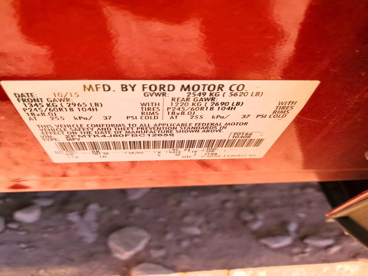 2015 Ford Edge Sel Красный vin: 2FMTK4J80FBC12659