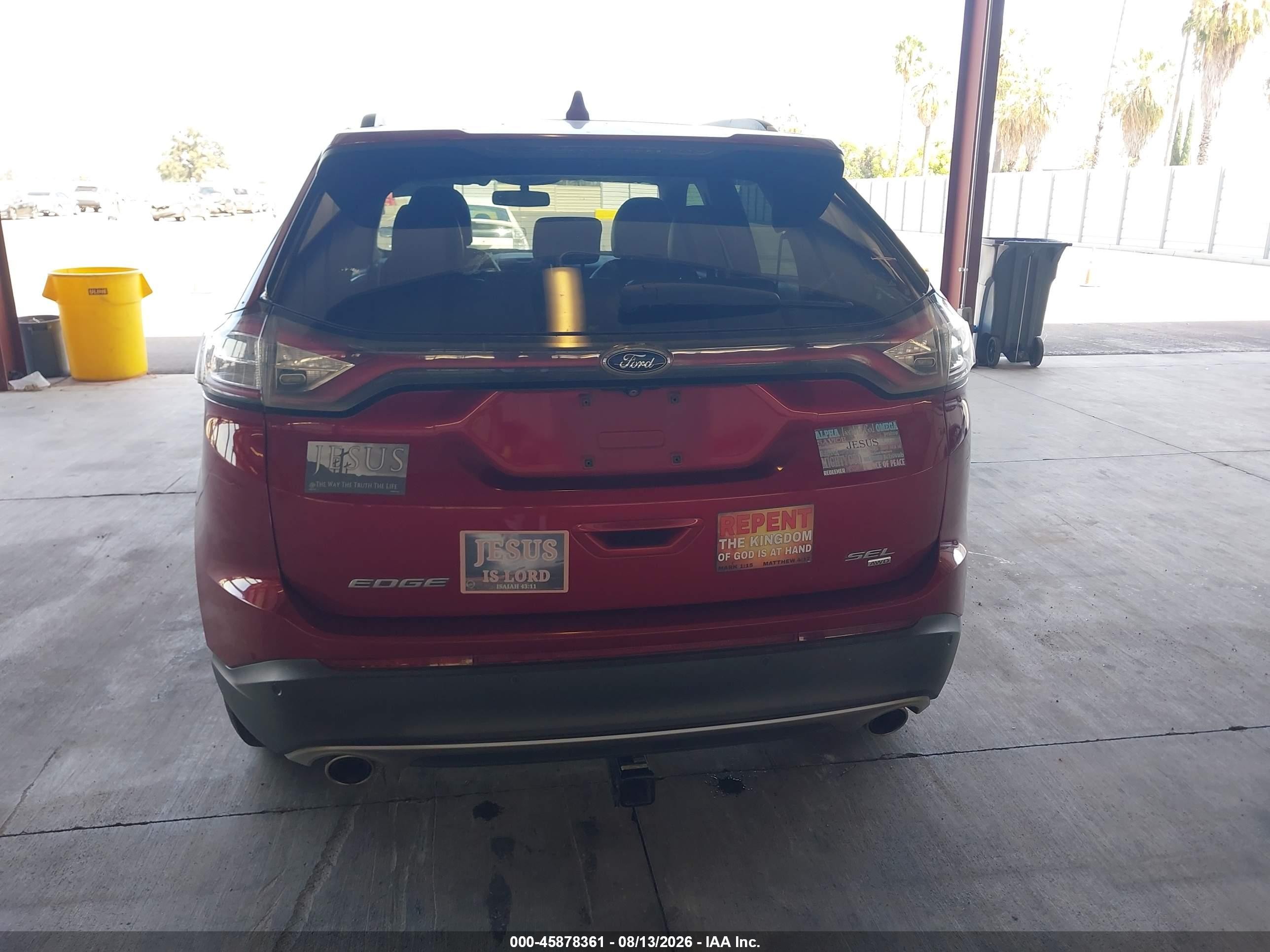 2015 Ford Edge Sel Red vin: 2FMTK4J81FBB23389