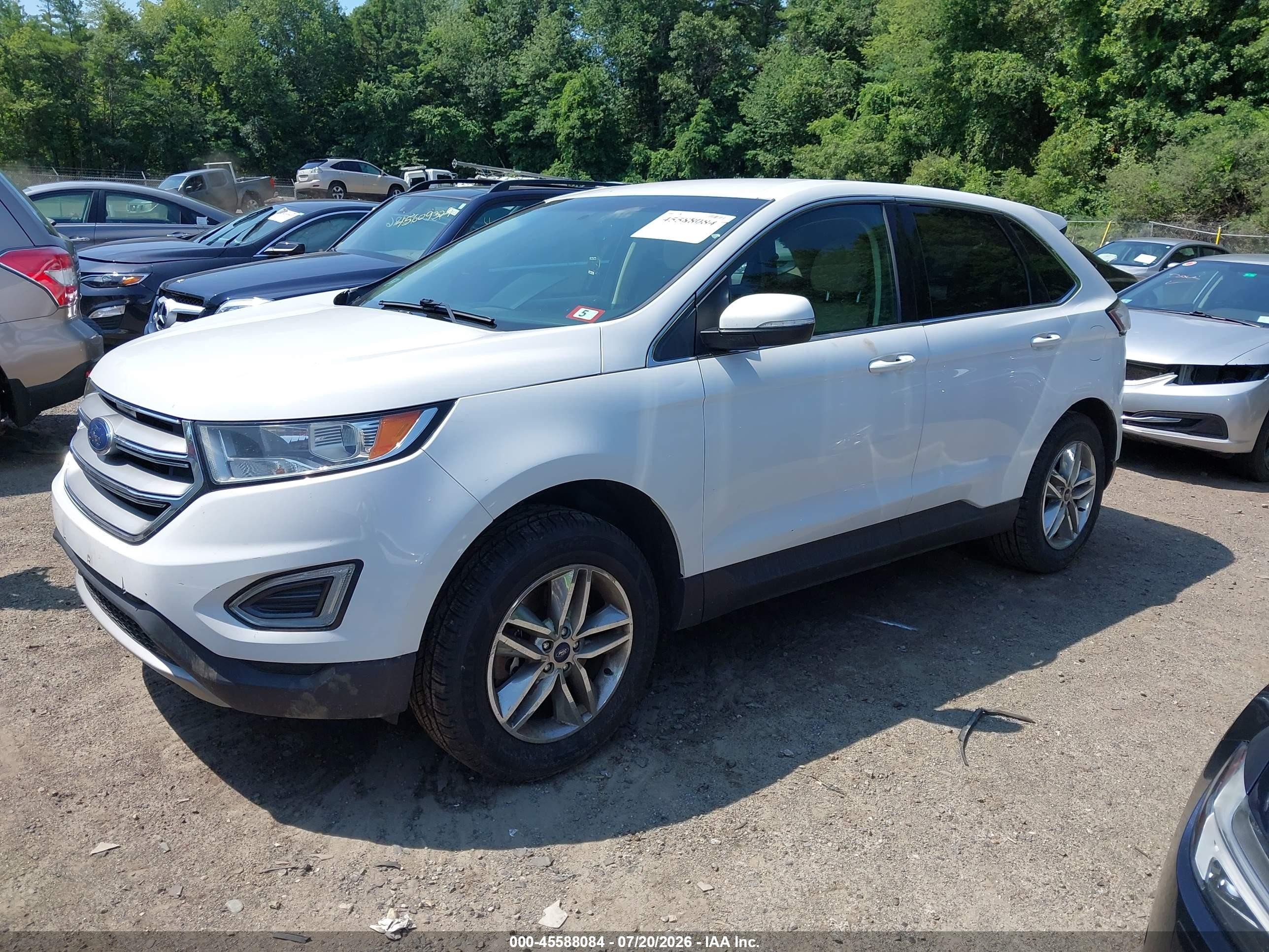 2015 Ford Edge Sel White vin: 2FMTK4J82FBB86100