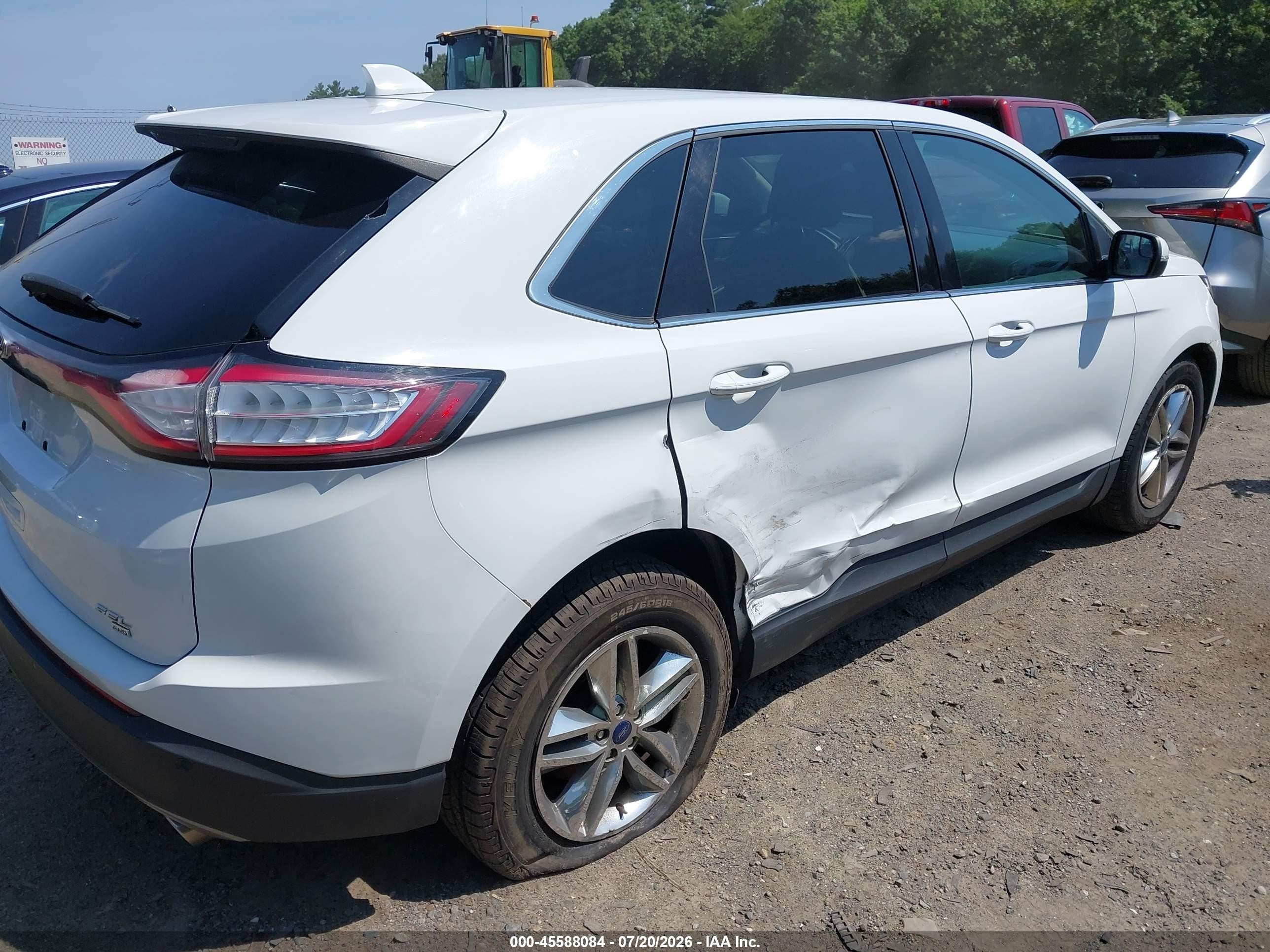 2015 Ford Edge Sel White vin: 2FMTK4J82FBB86100