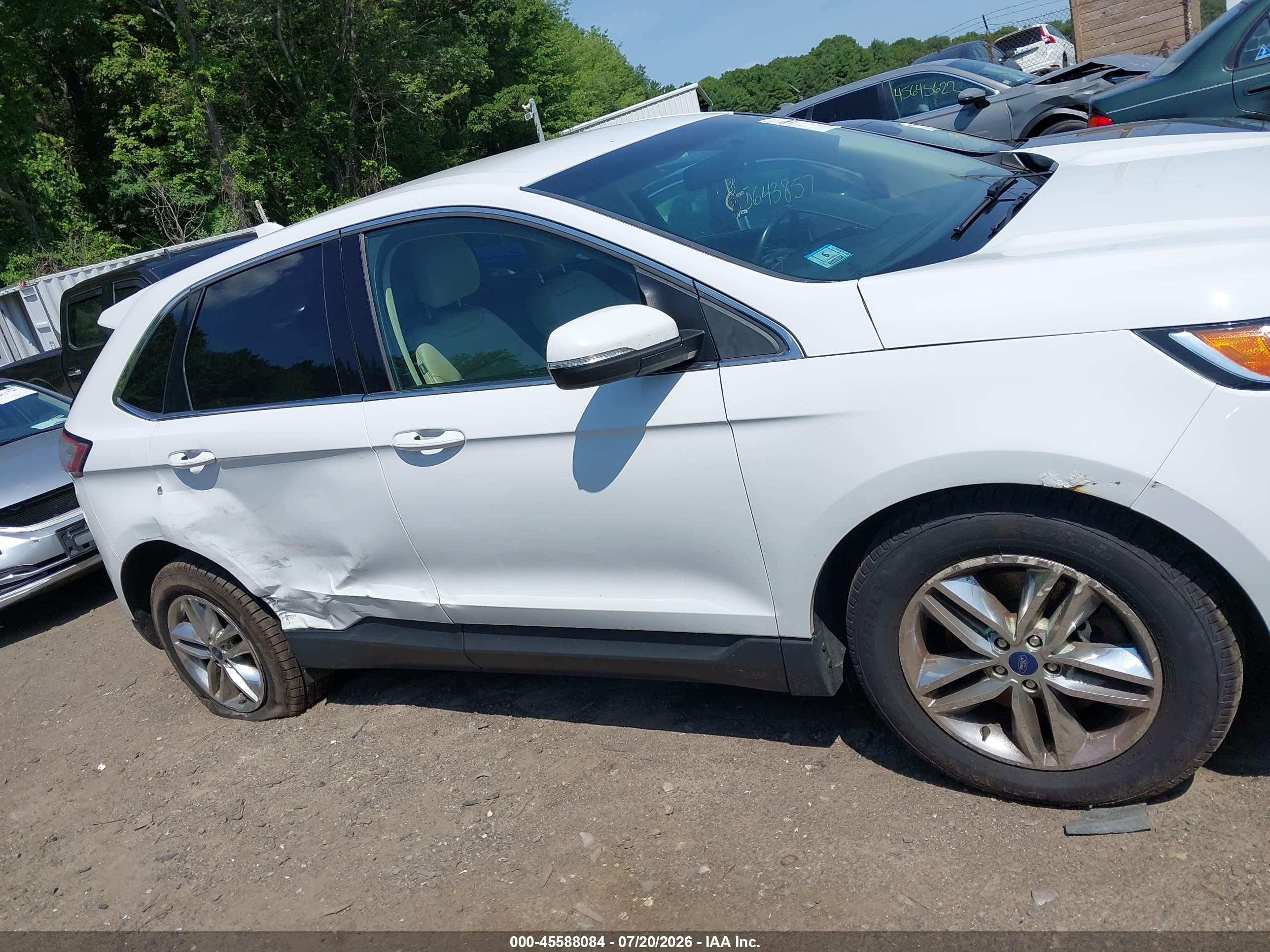 2015 Ford Edge Sel White vin: 2FMTK4J82FBB86100