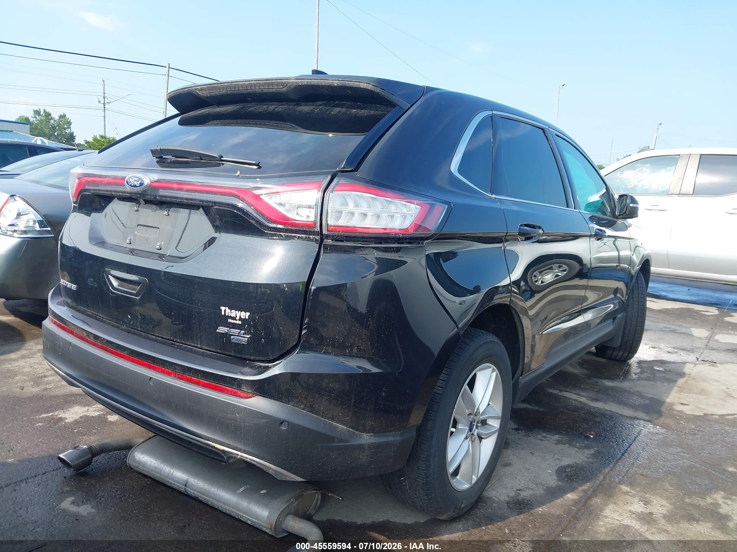 2015 Ford Edge Sel Black vin: 2FMTK4J82FBB91085