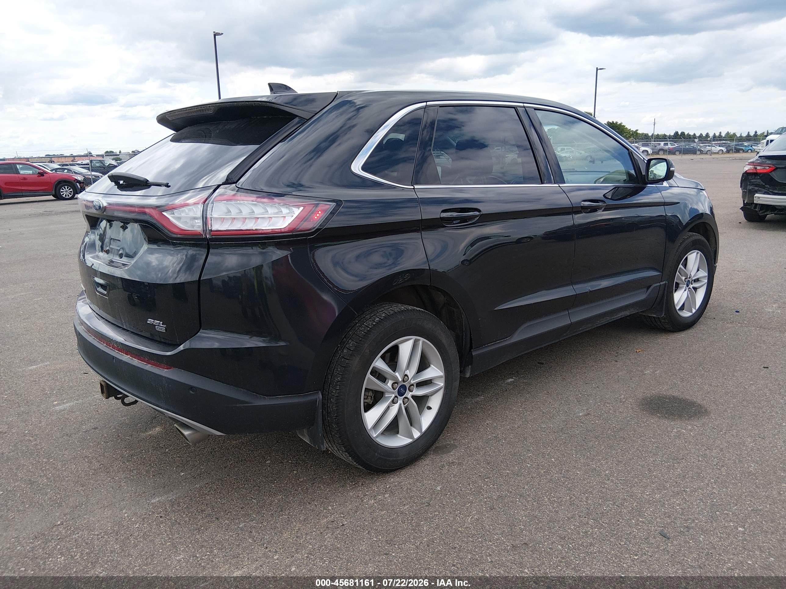 2015 Ford Edge Sel Black vin: 2FMTK4J84FBB20910