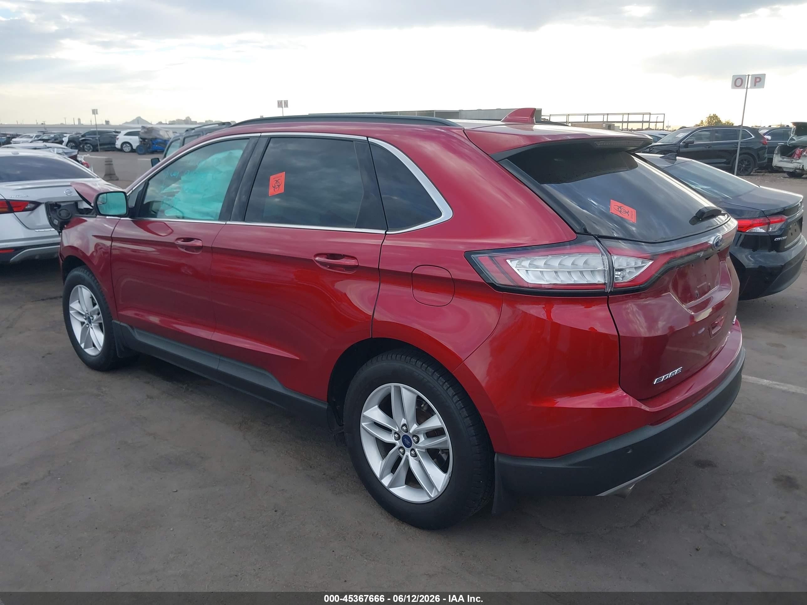 2015 Ford Edge Sel Red vin: 2FMTK4J84FBB27615