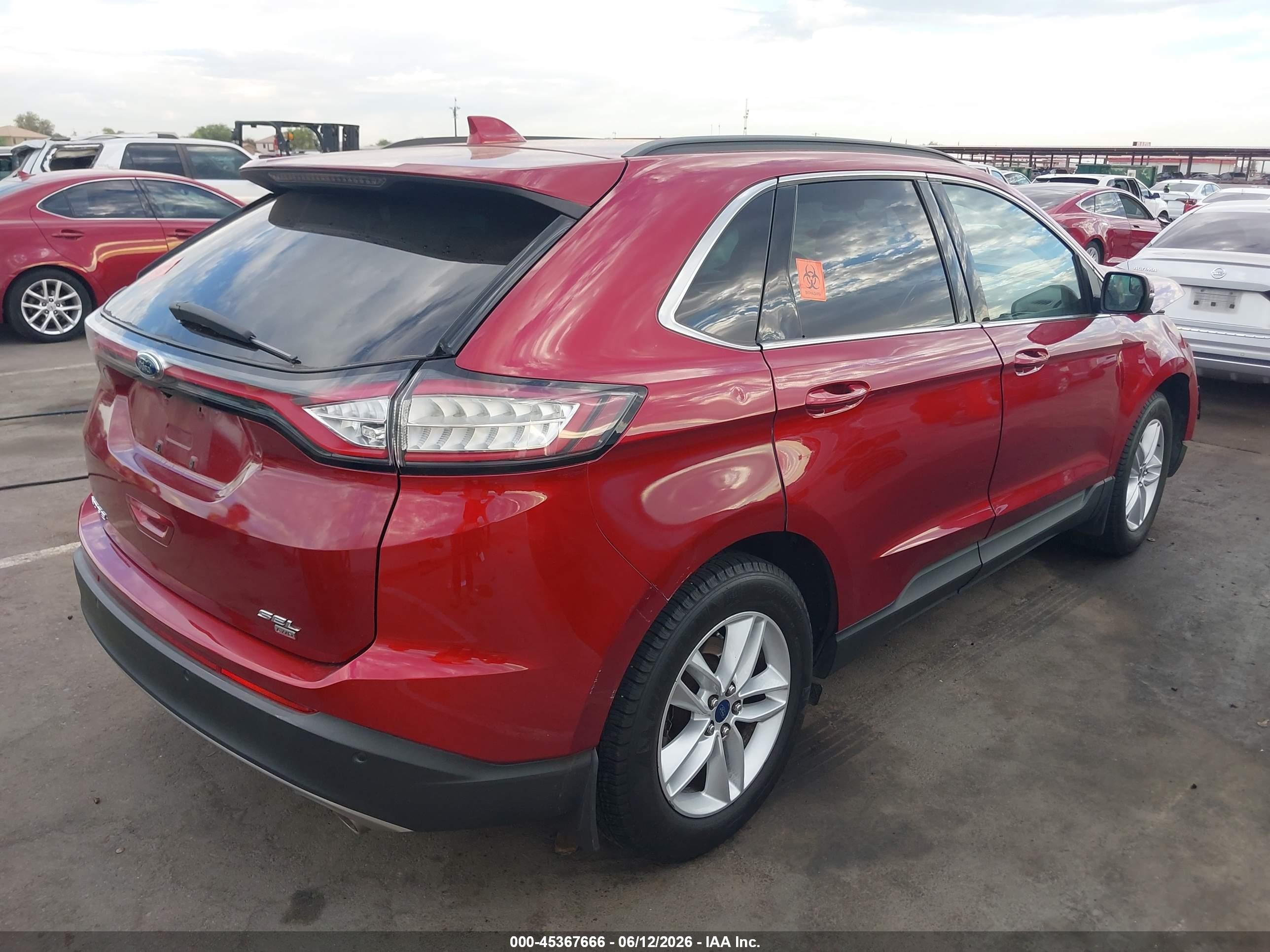 2015 Ford Edge Sel Red vin: 2FMTK4J84FBB27615